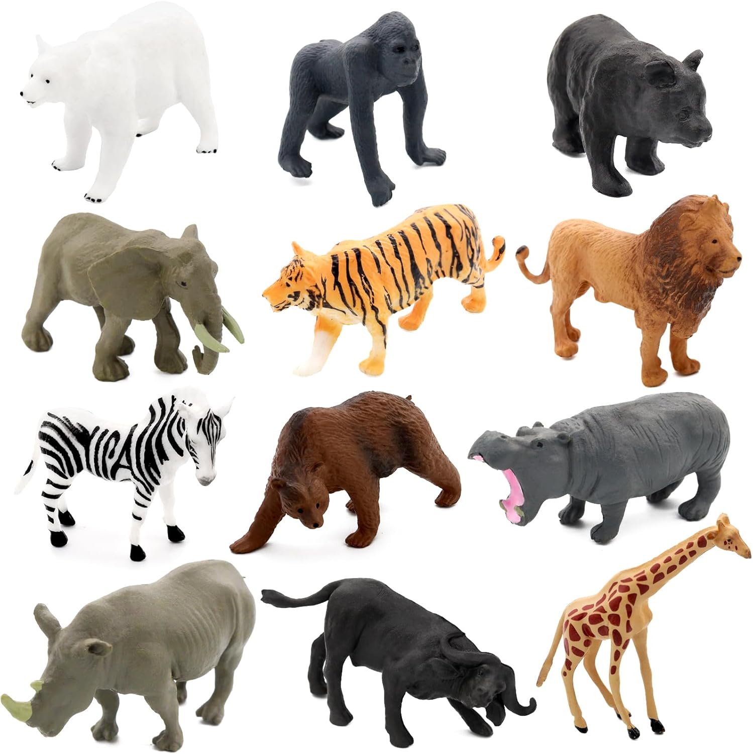 Fun Gift Toddler Zoo Animals Games Toys for Kids, 12 Piece Plastic Animal Figure...