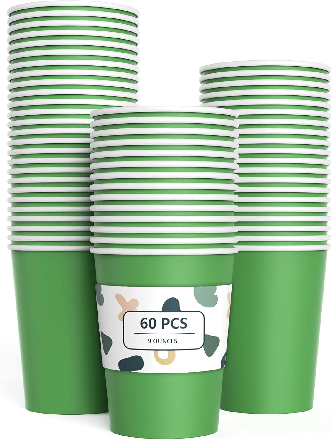 YANGTE 60 Pieces Green Paper Cups Disposable Party Cups Biodegradable and Compos...