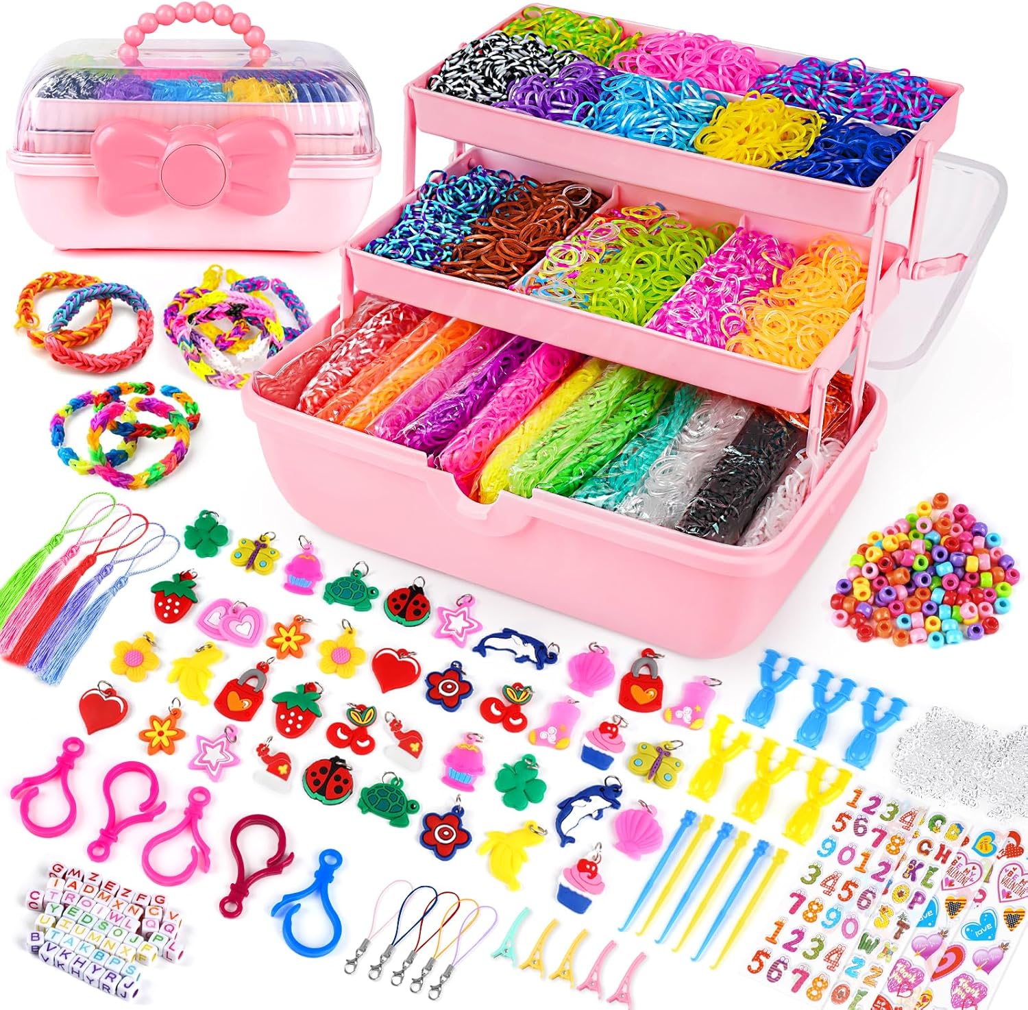 Sanlebi 15000+ Pcs Loom Band Kit - 32 Colors DIY Charm Bracelet Making Kits with...