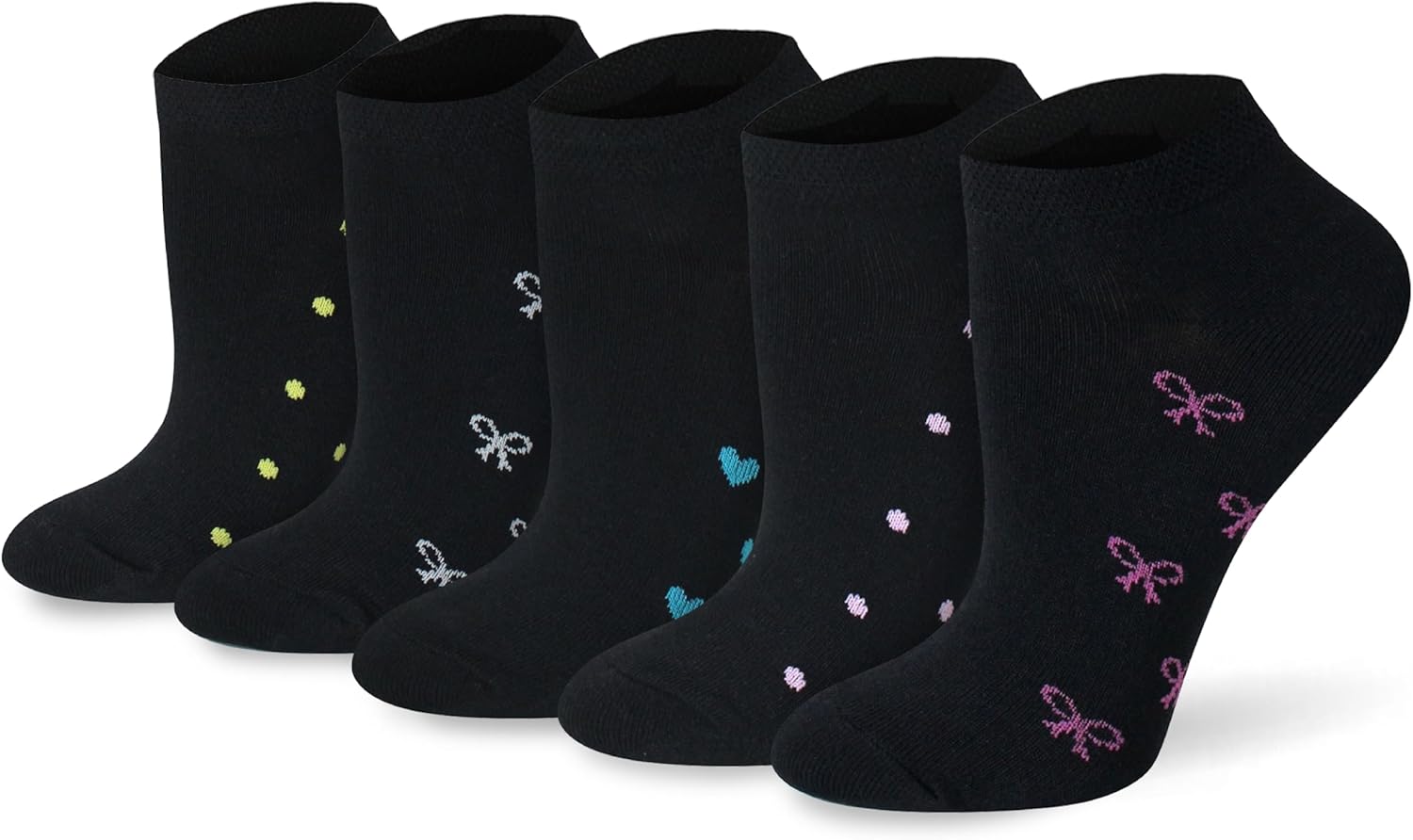 Socksmad Ladies colour heel & toe socks black in a multipack cotton rich honeyco...