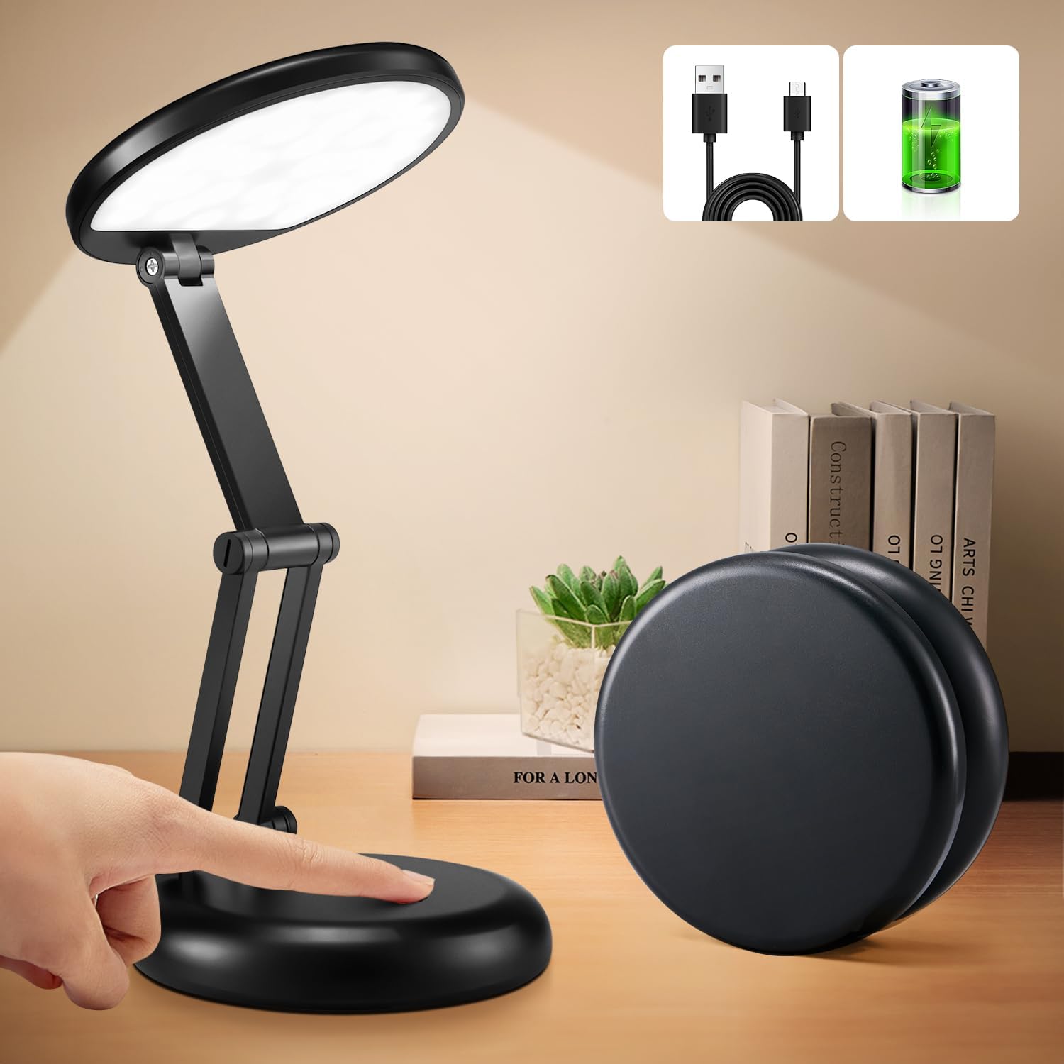 Rechargeable Lamp Desk Lamp,3600mAh Battery Lamp Desk Light,10 Brightness Rechar...