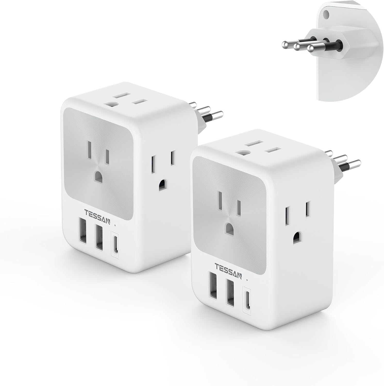 Italy Travel Plug Adapter 2 Packs, TESSAN Italy Power Adapter with 4 Outlets 3 U...