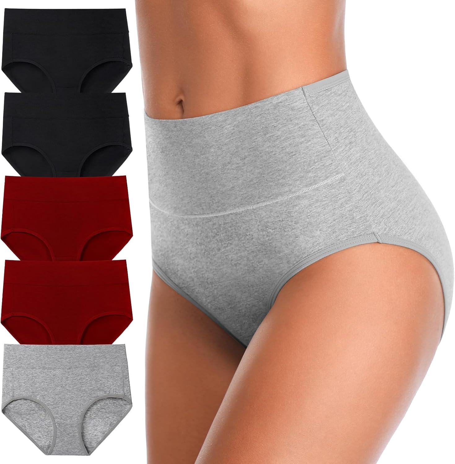 Annenmy High Waisted Womens Underwear Cotton Underwear Full Coverage Briefs Stre...
