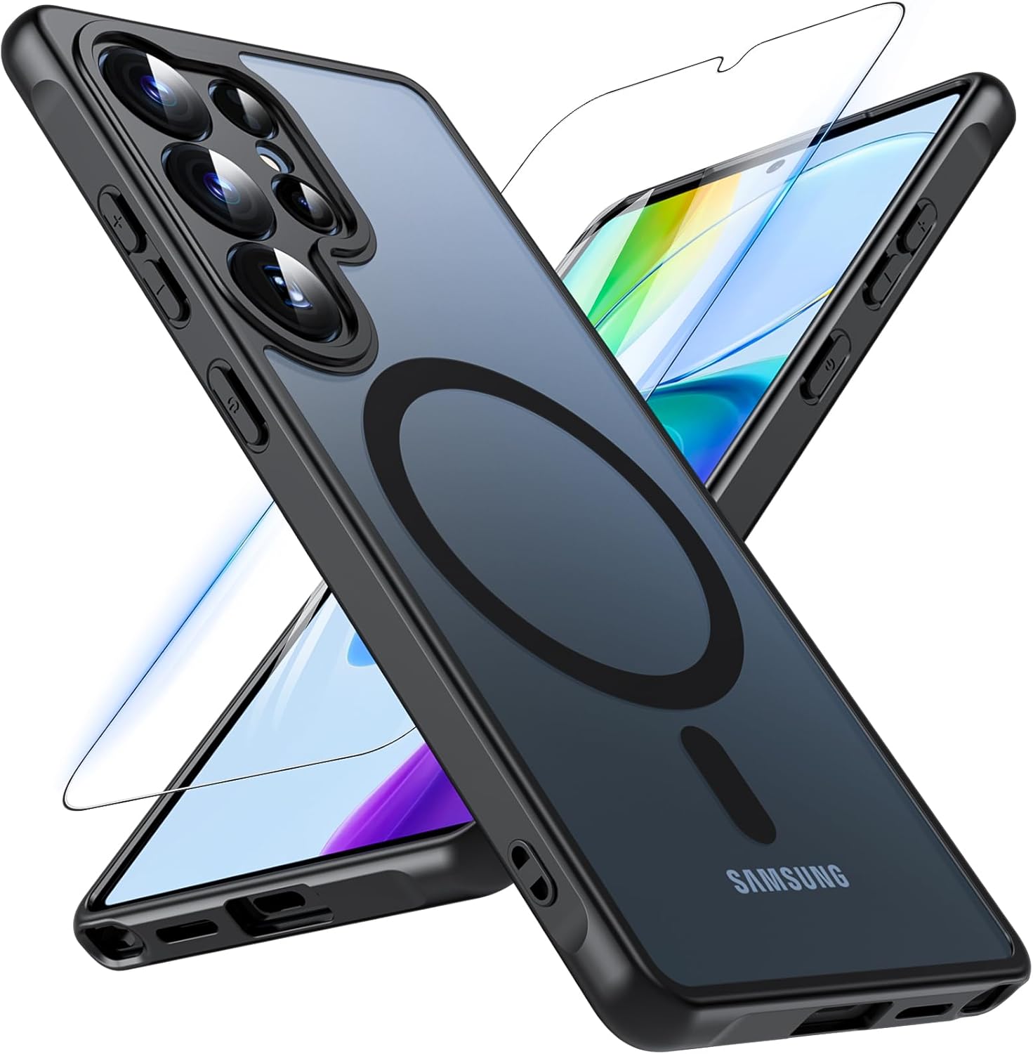 Magnetic For Samsung Galaxy S25 Ultra Case with Tempered Glass Screen Protector,...