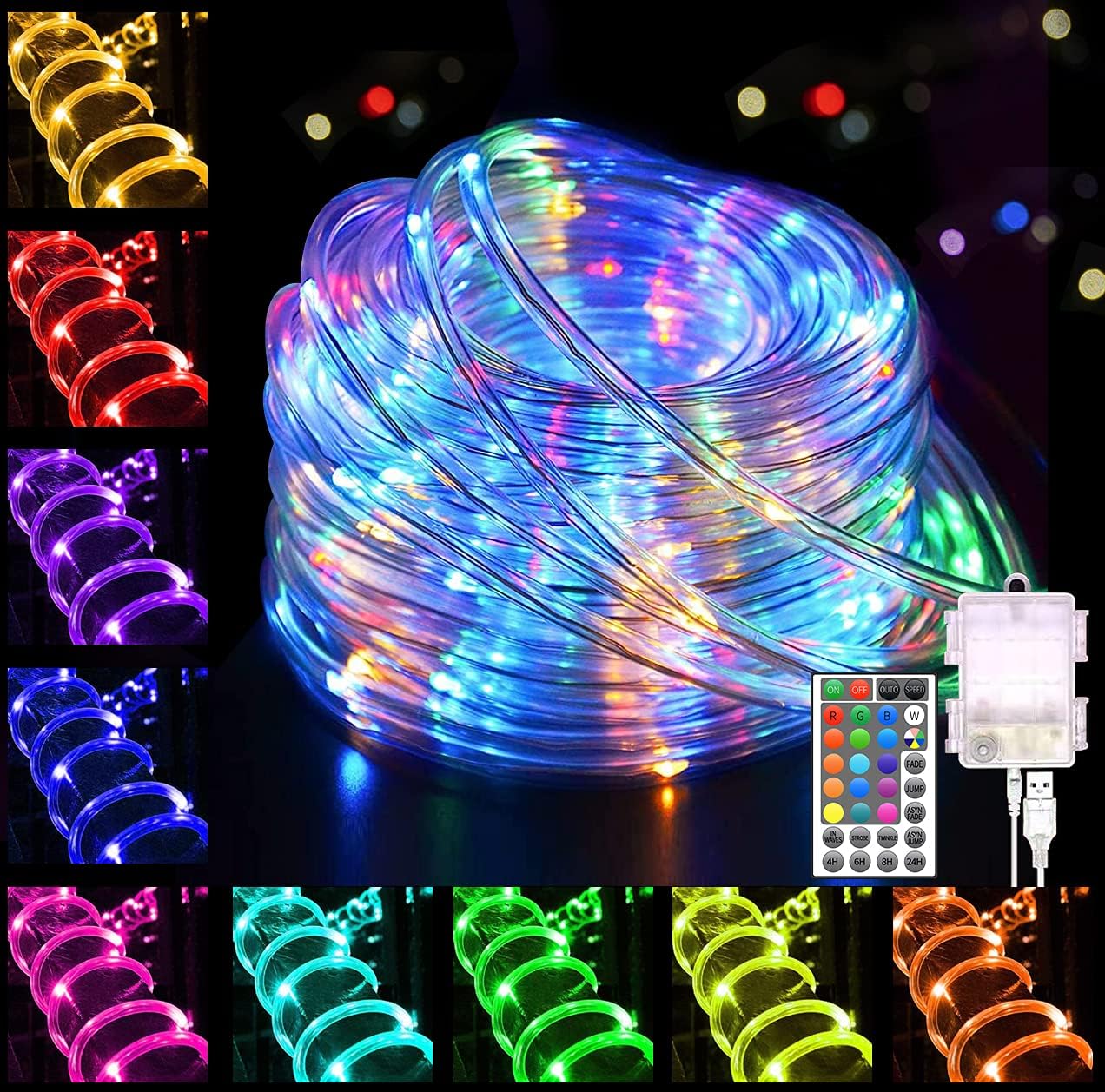 Tacobey LED Rope Lights, 33Ft 100LED RGBW String L...