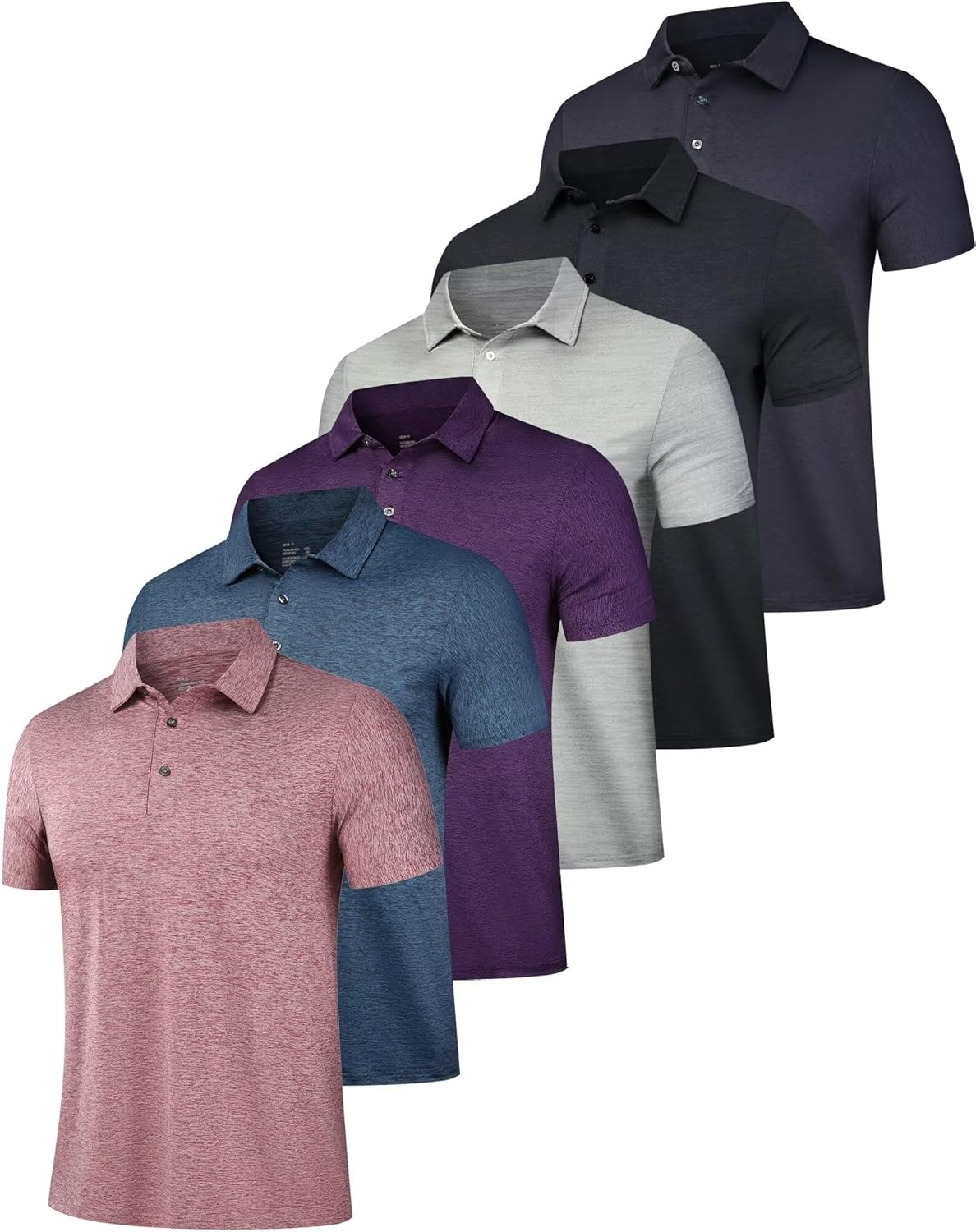 OYGSieg 6 Pack Mens Polo Shirts Performance Short Sleeve Golf Shirt Moisture Wic...