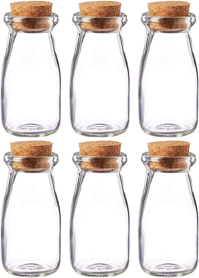 Danmu Art100ml Mini Glass Jars with Cork Stoppers Milk Glass Bottles Small Glass...