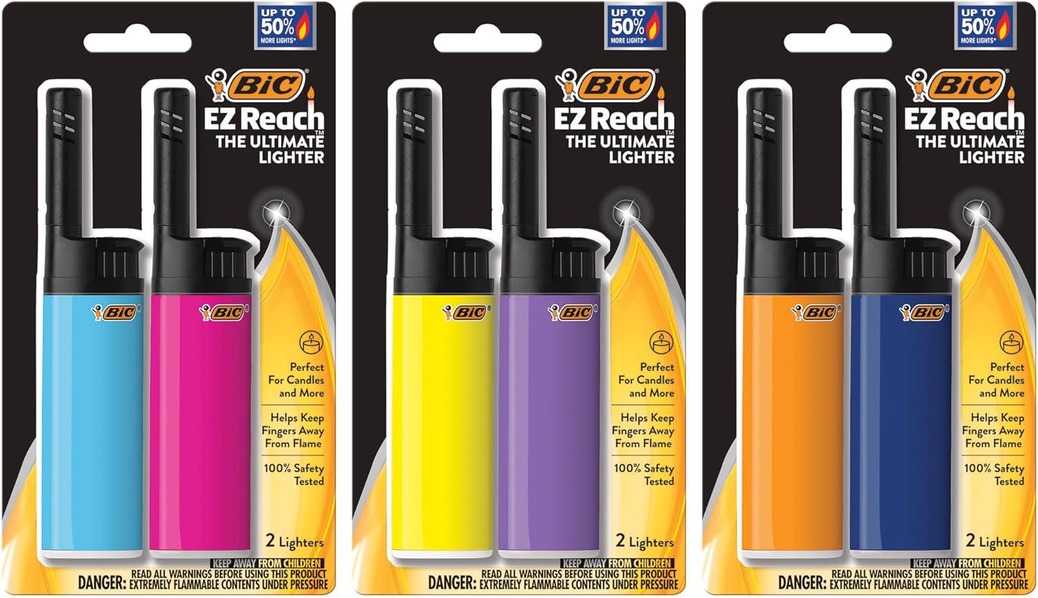 BIC EZ Reach Candle Lighter, The Ultimate Lighter with Wand for Candles, Assorte...