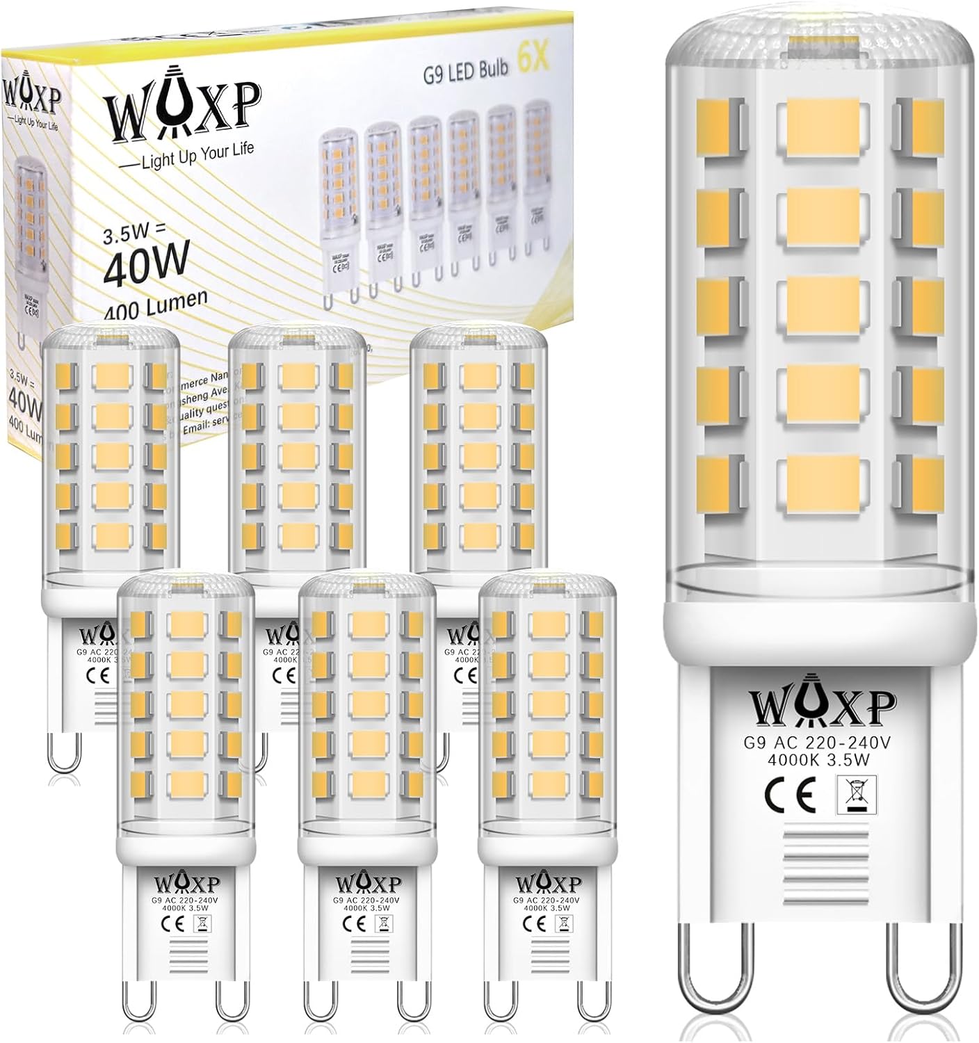 G9 LED Light Bulbs 3.5W, Daylight White 4000K, 400lm, Equivalent G9 Halogen Bulb...
