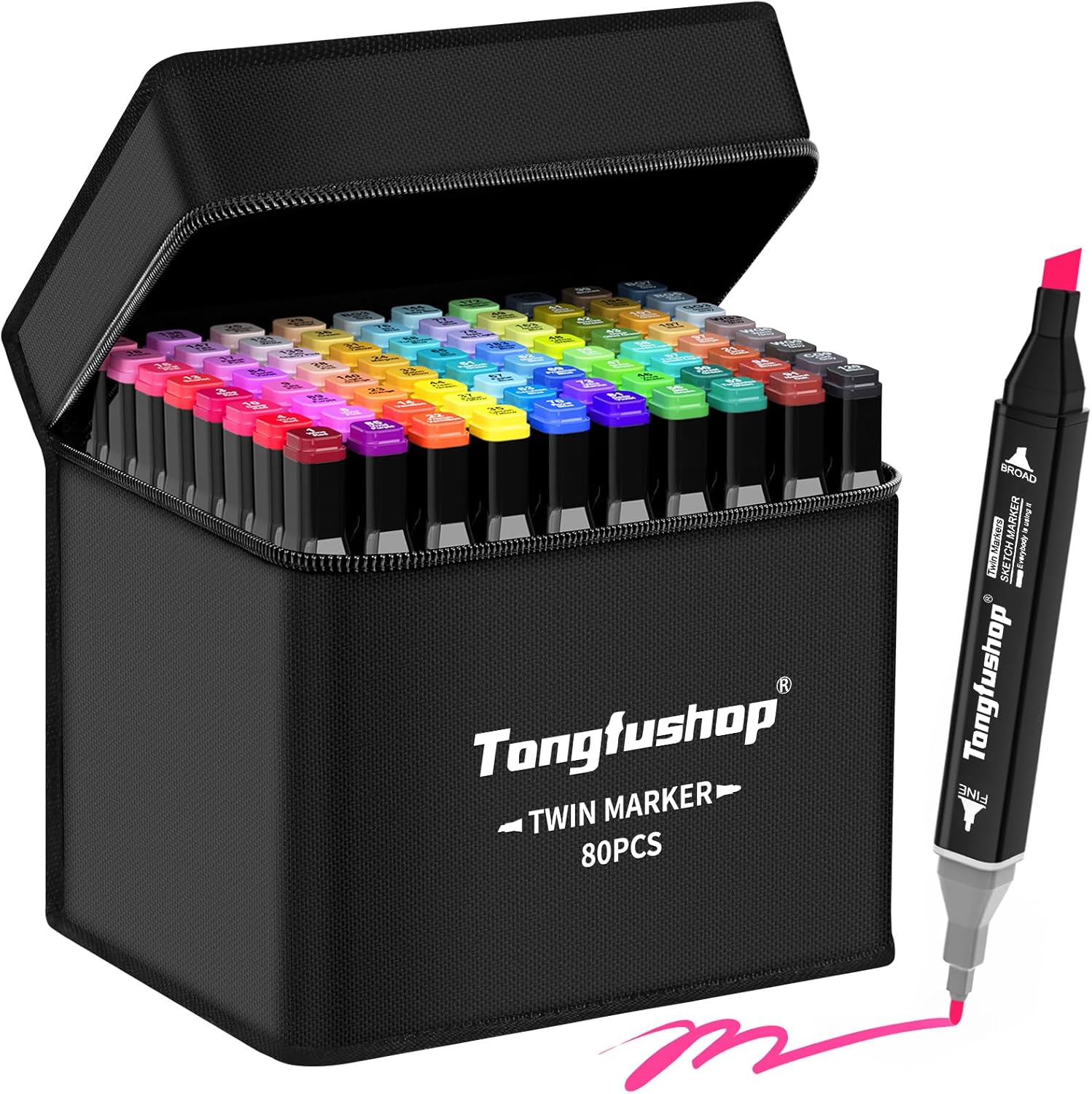 Tongfushop 80 Colored Marker Set, Colouring Pens, Marker Set for Adults Artists,...