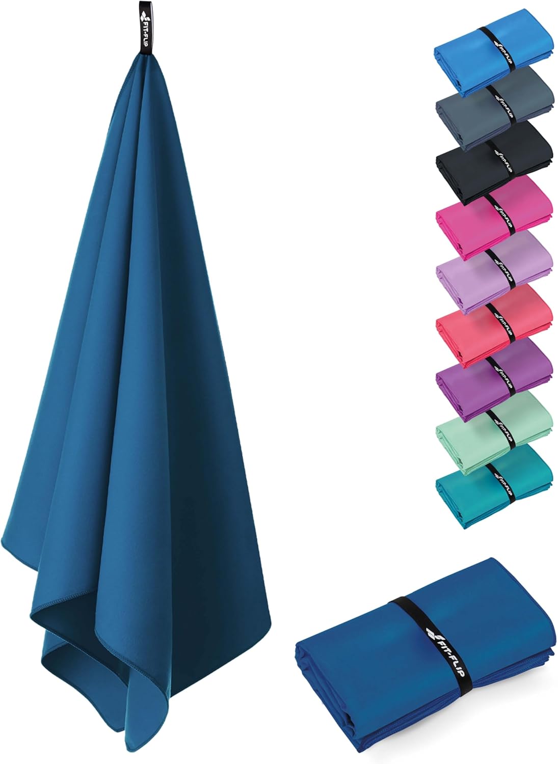 Fit-Flip Swimming towel - fast drying microfibre beach towel - ultra absorbent t...