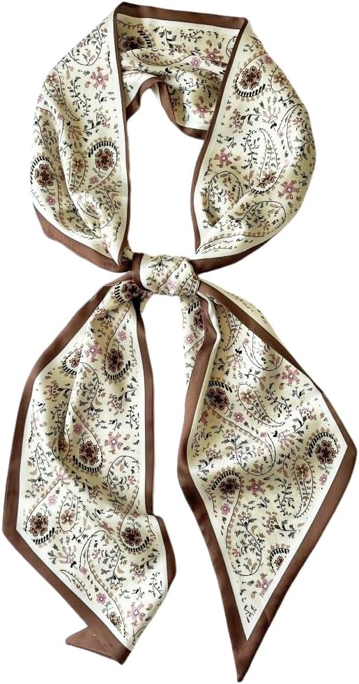 Silk Head Scarf for Hair Fashion Headwrap for Women Lightweight Neck Tie X003-wh...