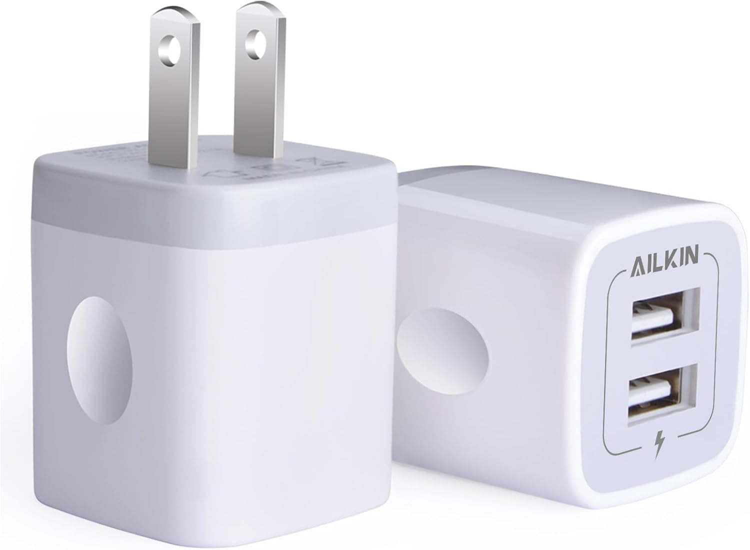 USB Wall Charger, Charger Adapter, AILKIN 2-Pack 2.1A Dual Port Quick Charger Pl...