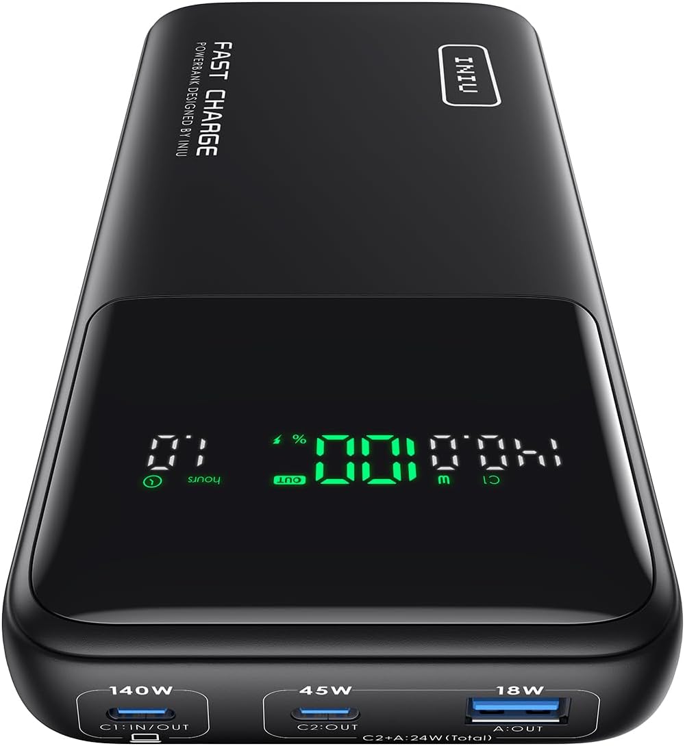 INIU 140W Power Bank, 27000mAh High Capacity Laptop Portable Charger, USB C in&O...