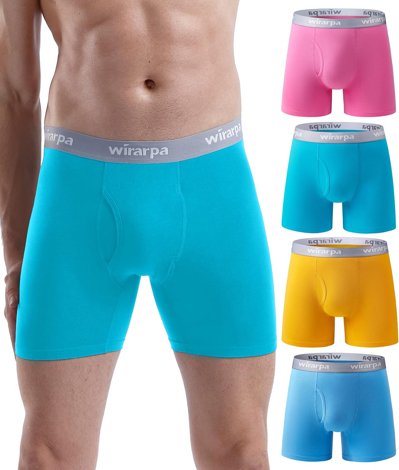 wirarpa Men's Underwear Trunks Cotton Stretch Boxer Shorts Open Fly Tagless Unde...