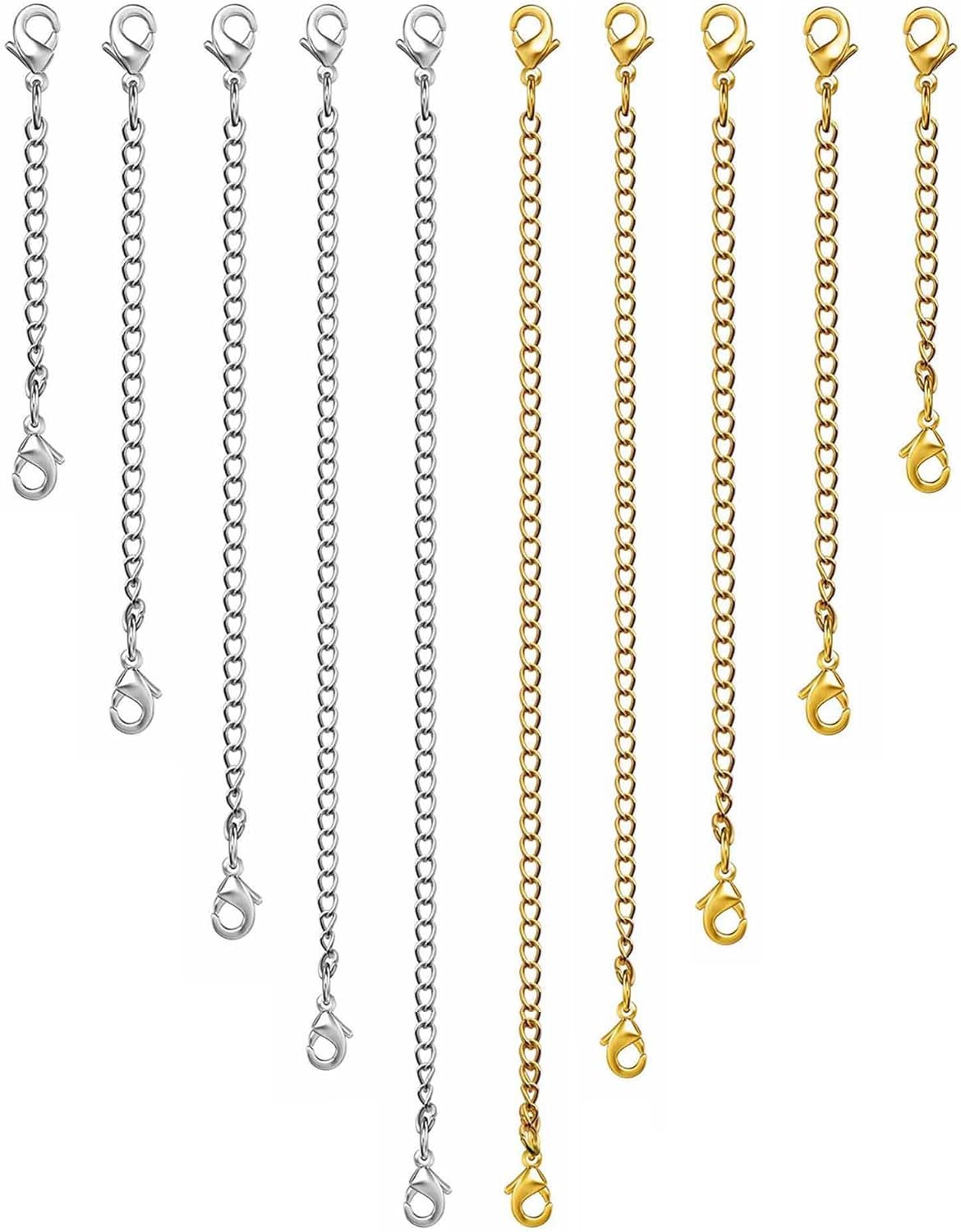 OHINGLT Necklace Extender 10Pcs Chain Extenders for Necklaces Bracelet, 14K Gold...
