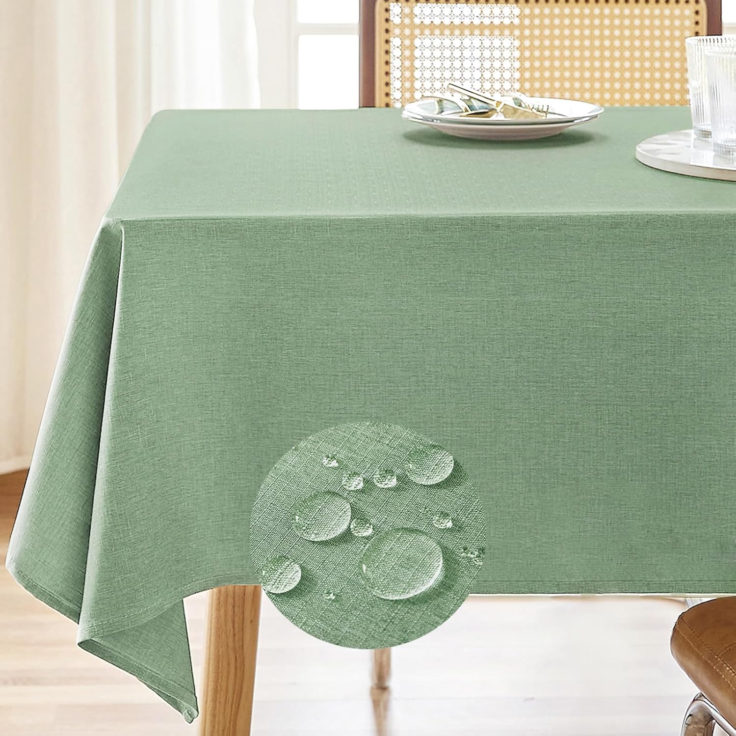AUSSPVOCT Textured Tablecloth Rectangle 52x70 Water Resistant Spill-Proof Wipeab...