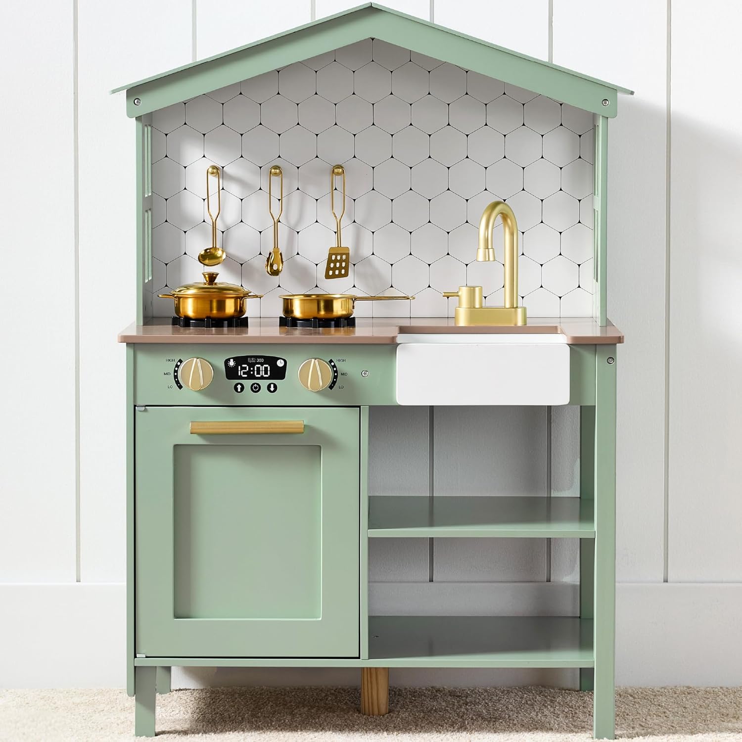 Best Choice Products Pretend Play Wooden Farmhouse Kitchen Set for Kids w/ Toy S...