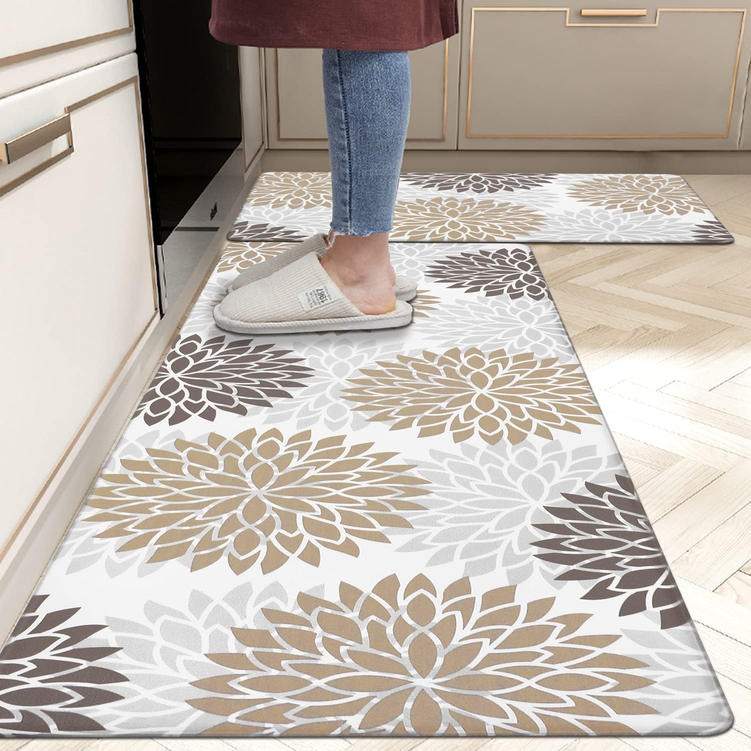 HEBE Anti Fatigue Kitchen Rug Sets 2 Piece Non Slip Kitchen Mats for Floor Cushi...