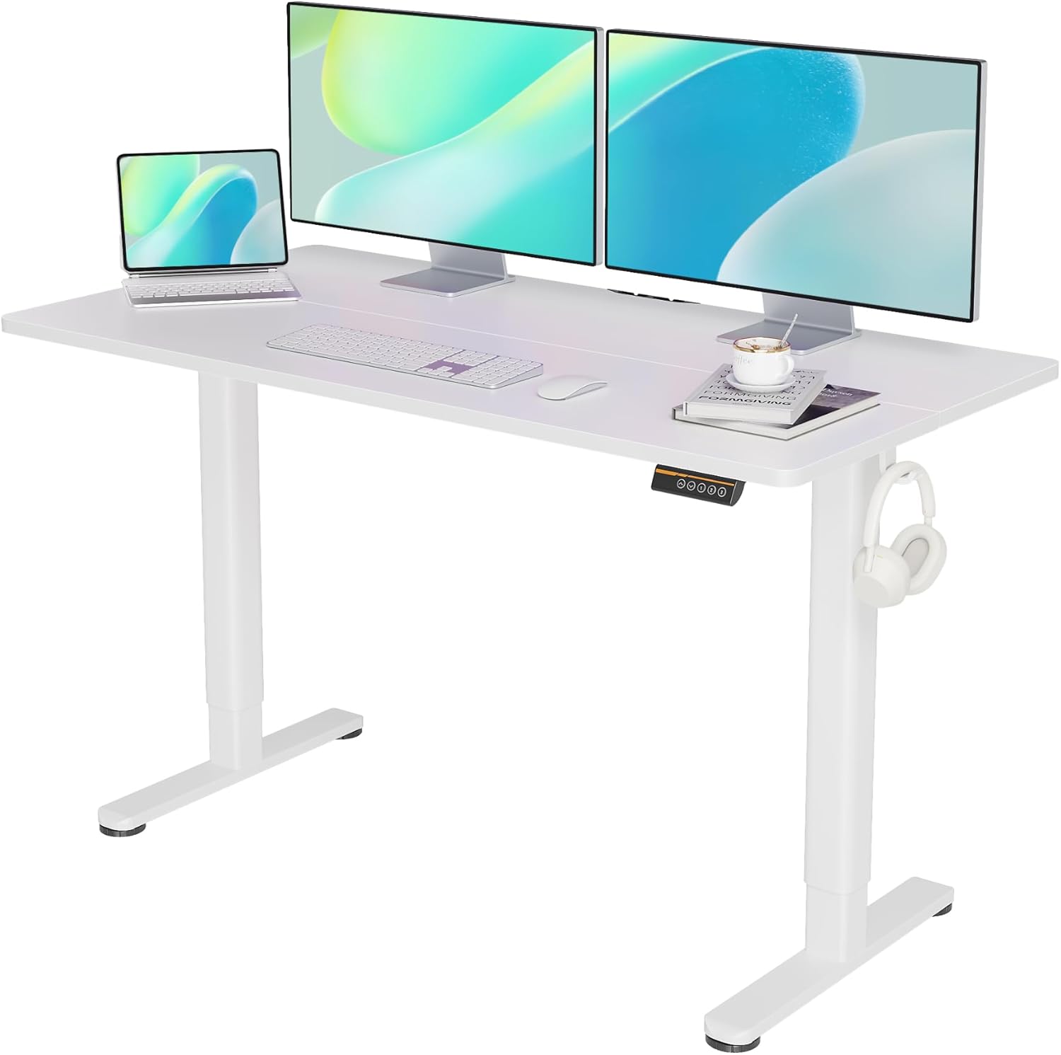 YDN Electric Standing Desk, Adjustable Height Desk 55x24 Inchs Stand up Desk, Si...