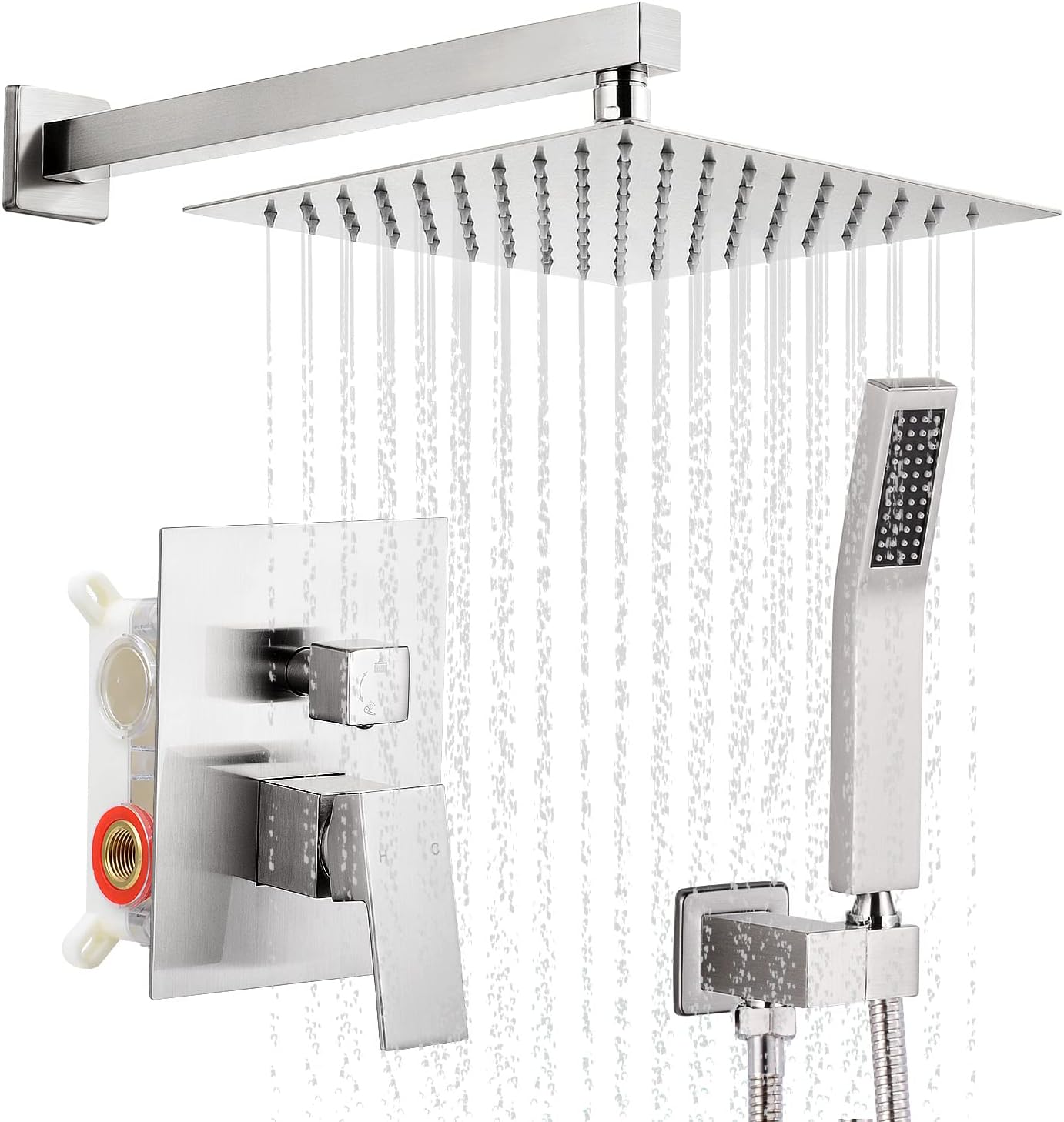 Qomolangma 10 inch Rain Shower System, Bathroom Shower Faucet Set, Stainless Ste...