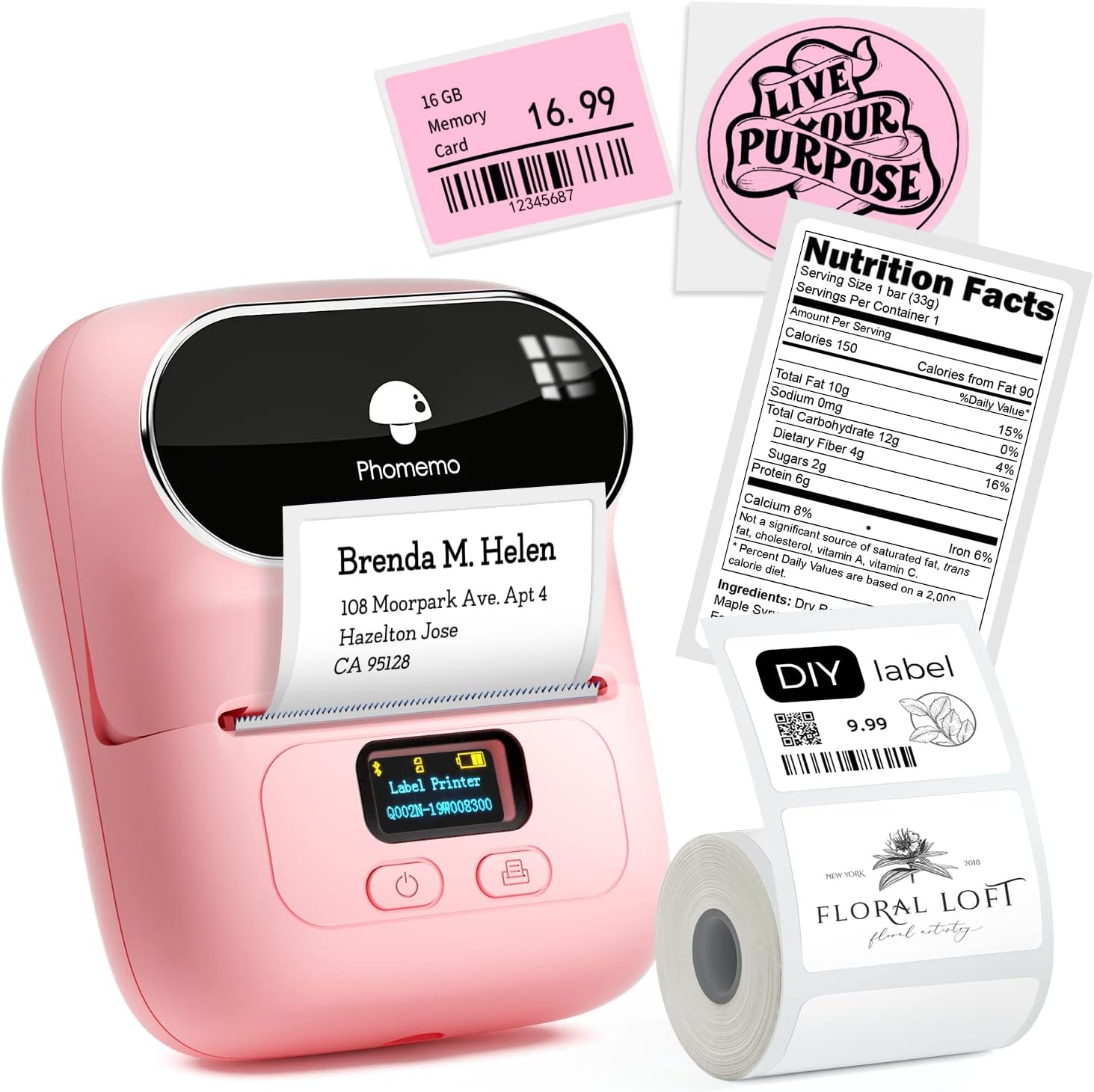 Phomemo M110 Portable Wireless Thermal Label Printer, Bluetooth Label Maker Mach...