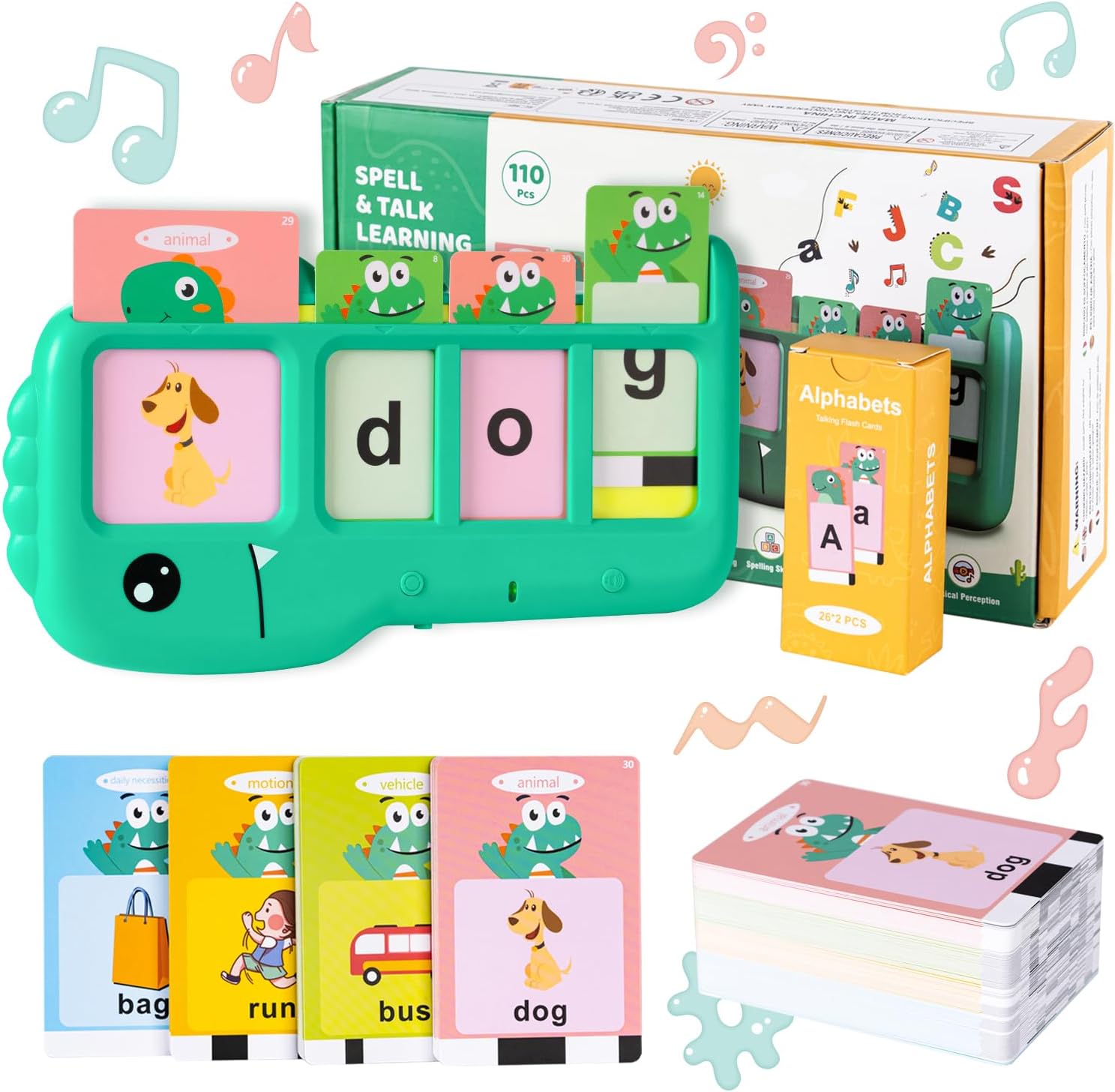 Talking Flash Cards for Toddlers 2-8: Alphabet Learning & Spelling Games with 22...