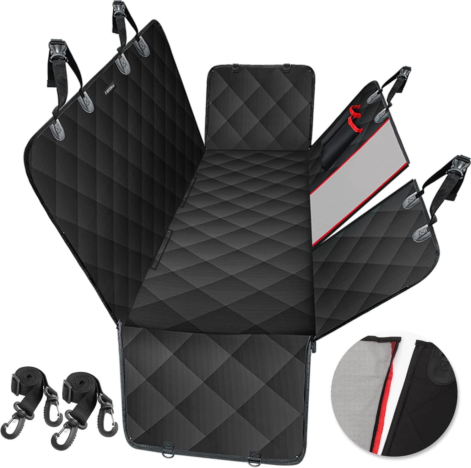 Favoto Dog Car Seat Cover Waterproof Backseat Protector, Hammock with Visible Me...