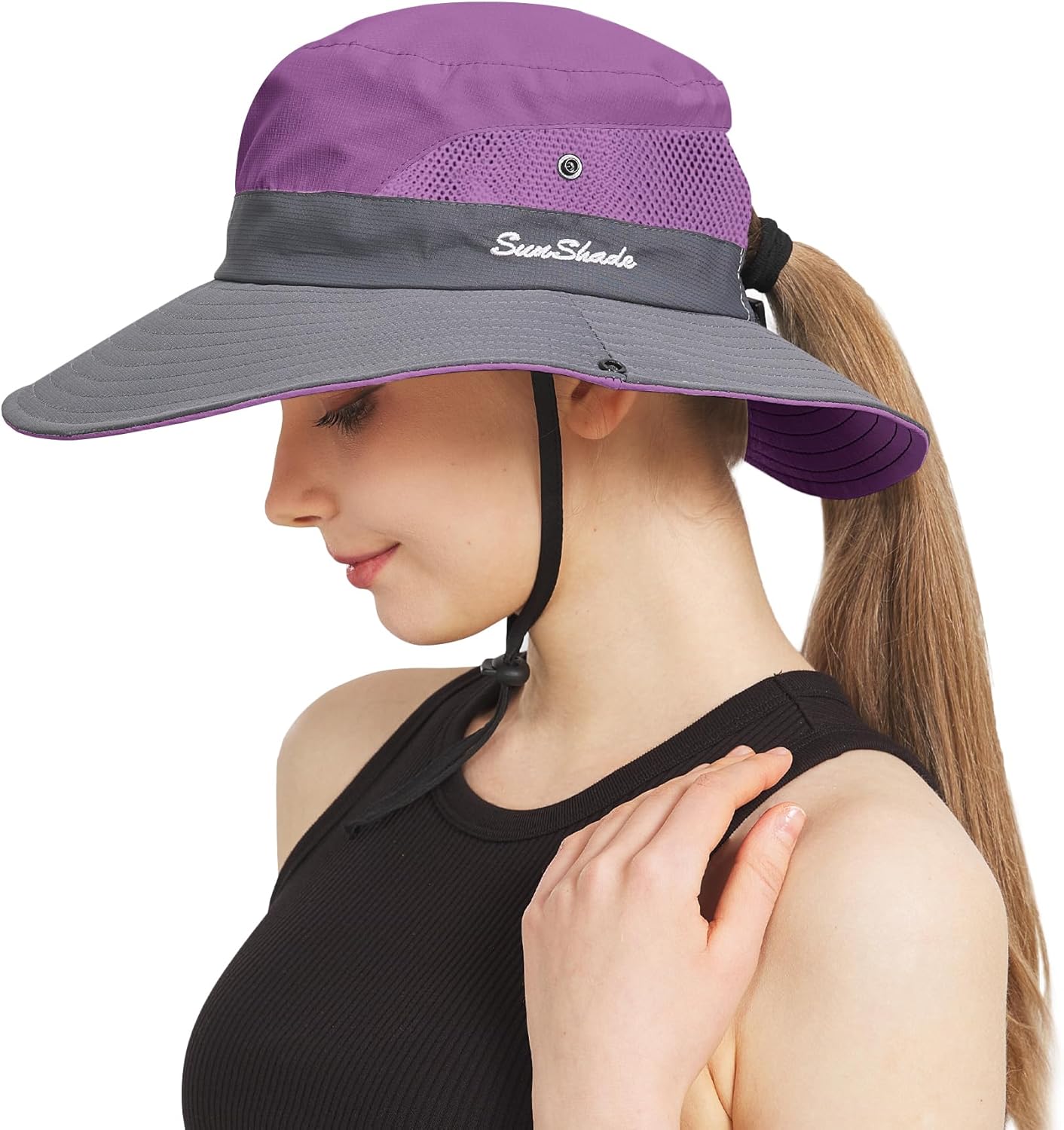 NPQQUAN Ponytail Sun Bucket Hats for Women Men Wide Brim UPF 50+ Fishing & Beach...