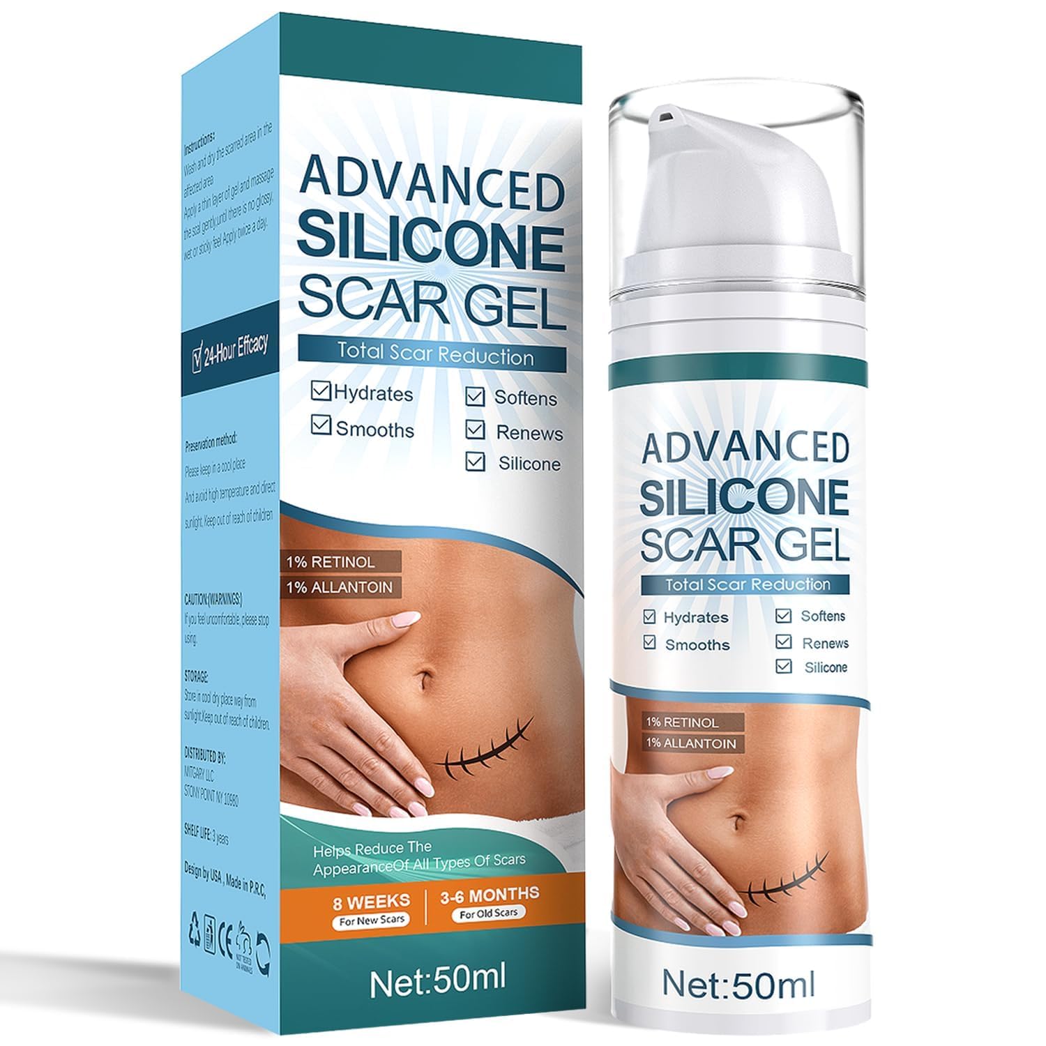 Advanced Scar Cream, Silicone Scar Gel, Treats Old and New Scars, Reduces the Ap...
