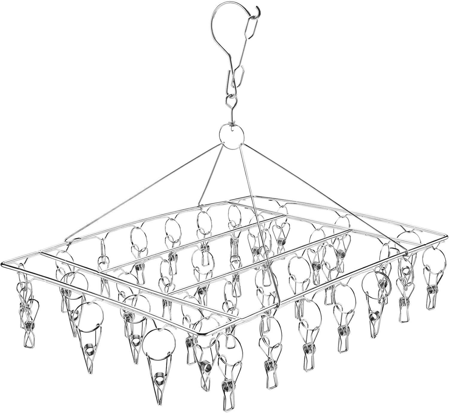 Sinnsally Folding Sock Dryer with 36 Pegs,Metal Sock Hangers with Clips,Underwea...