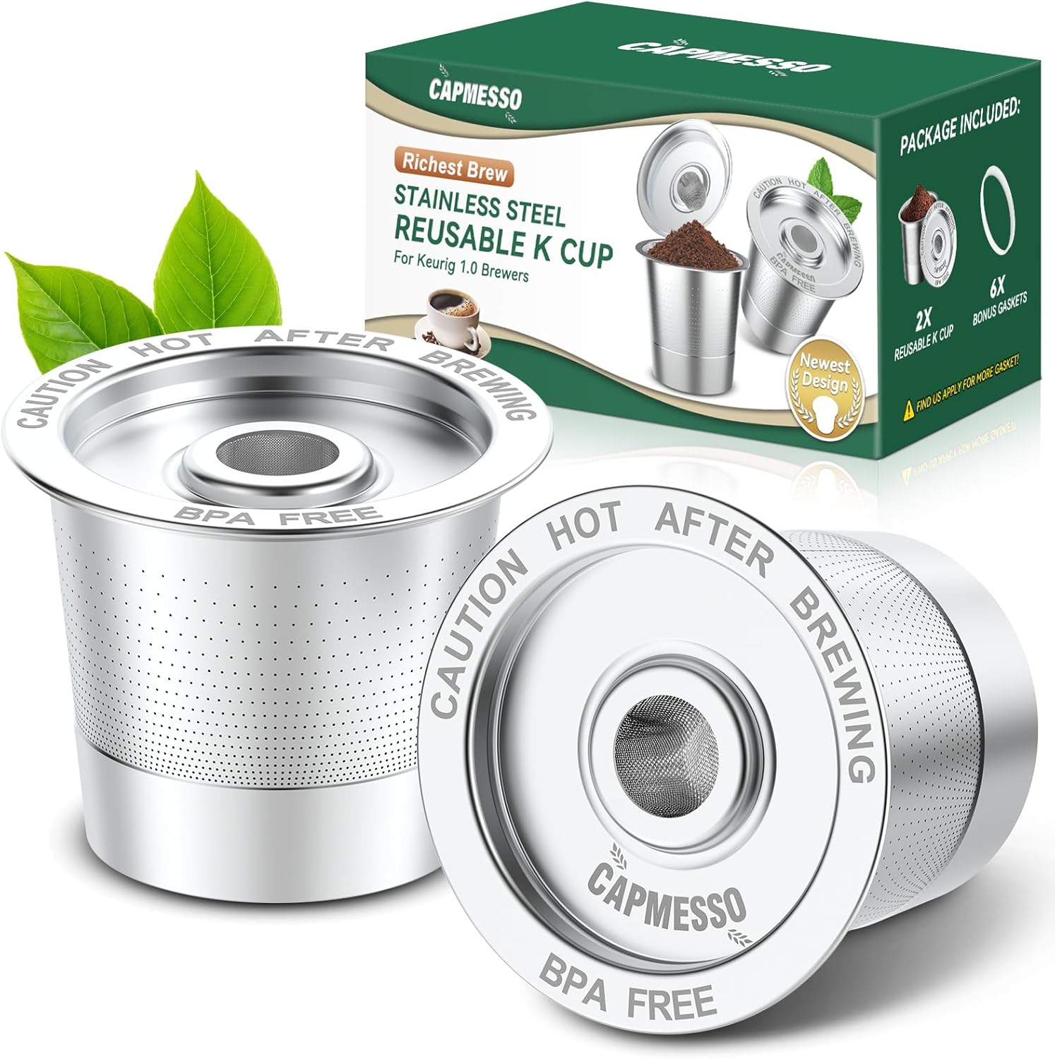 2 Pack Reusable K Cups Coffee Pods for Keurig 1.0: Stainless Steel Refillable K...