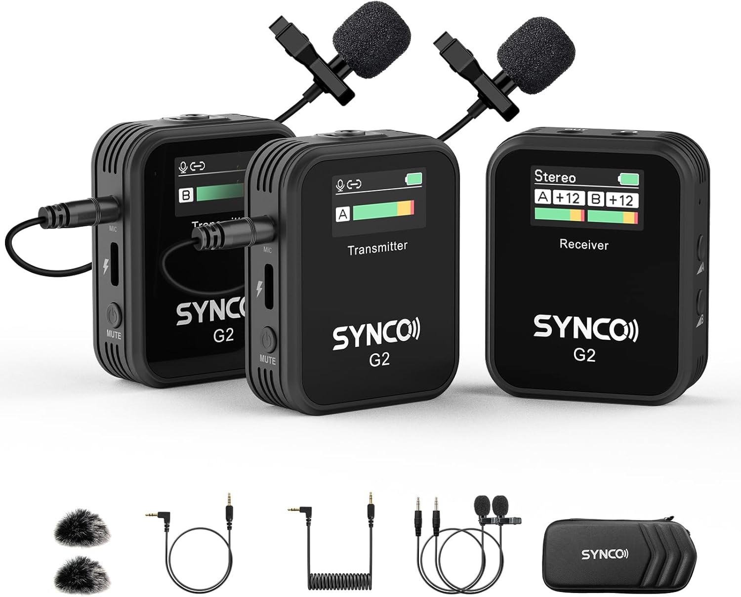 SYNCO Wireless Lavalier Microphone, G2(A2) 2.4G Dual Transmitter 48KHz 24Bit Lap...