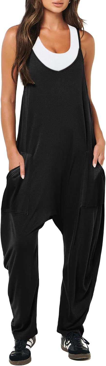 ANRABESS Jumpsuits for Women Casual Summer Overalls Sleeveless Spaghetti Strap R...