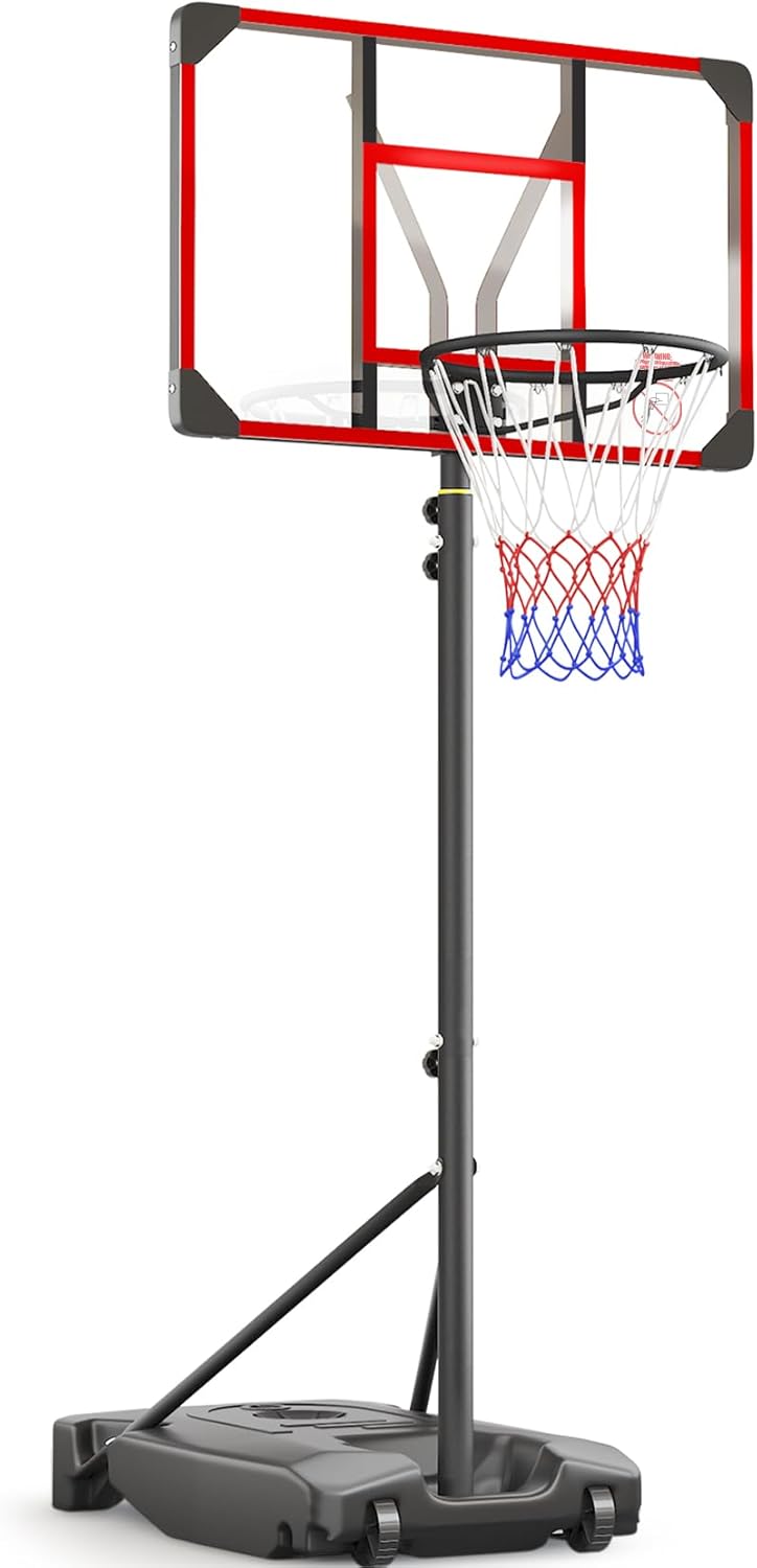 Kids Basketball Hoop Outdoor 4.82-8.53ft Adjustable, Portable Basketball Hoops &...