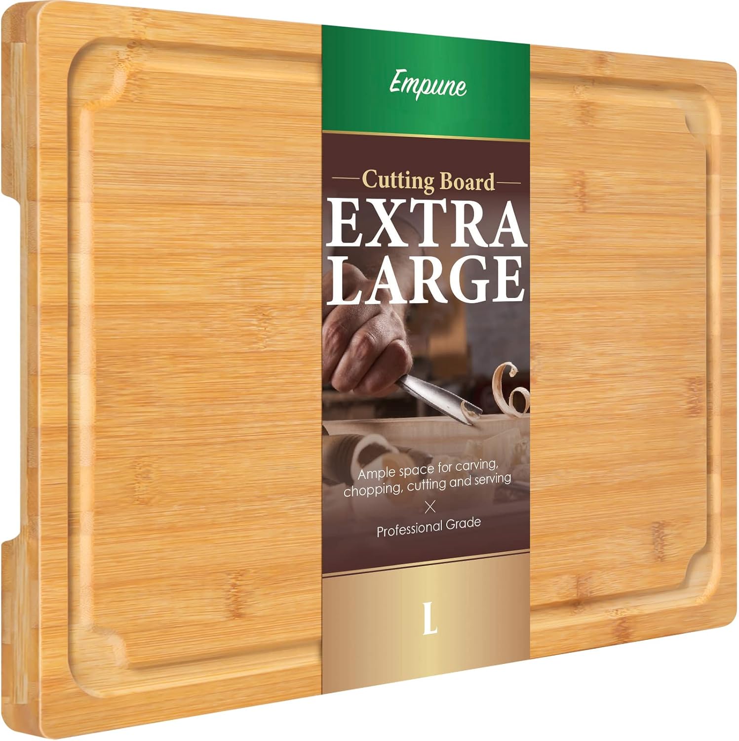 Extra Large Cutting Board, 16" Bamboo Cutting Boards for Kitchen with Juice Groo...