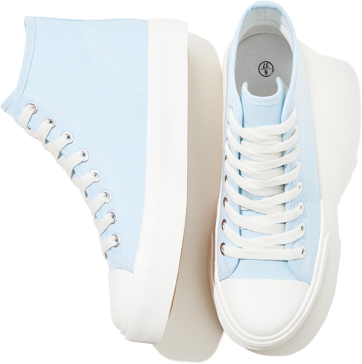 Uoidru High Top Sneakers for Women Canvas Shoes White Canvas High Tops Women Cas...