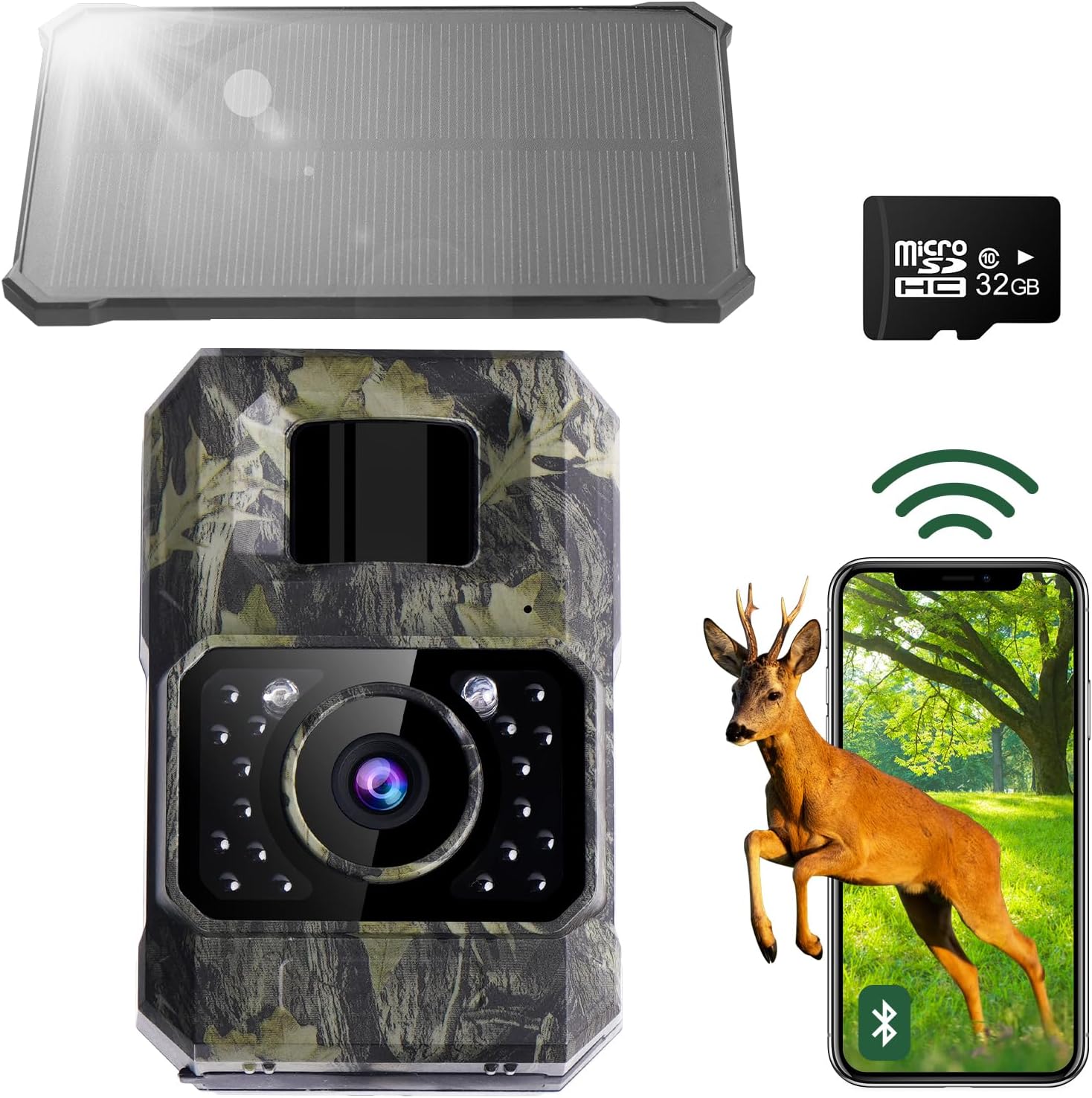 Solar Trail Camera 48MP 30FPS, WiFi Bluetooth Game Camera with Motion Activated...