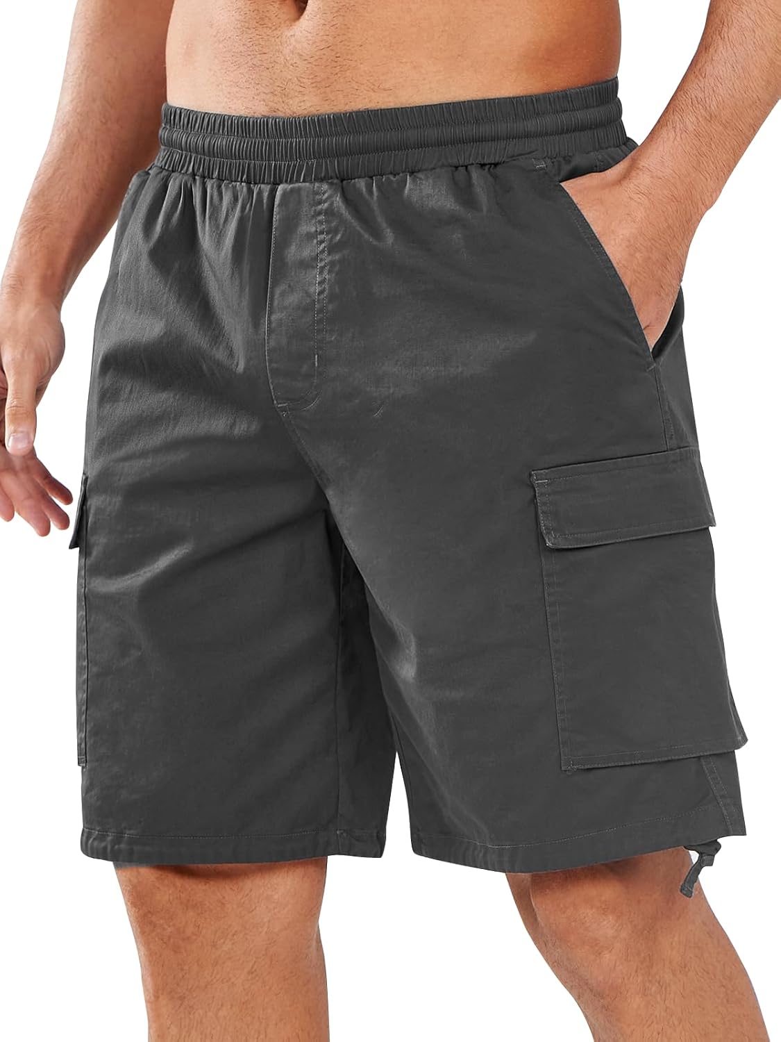 NORTHYARD Men's Casual Cotton Cargo Shorts with Elastic Waist and 6 Pockets Work...
