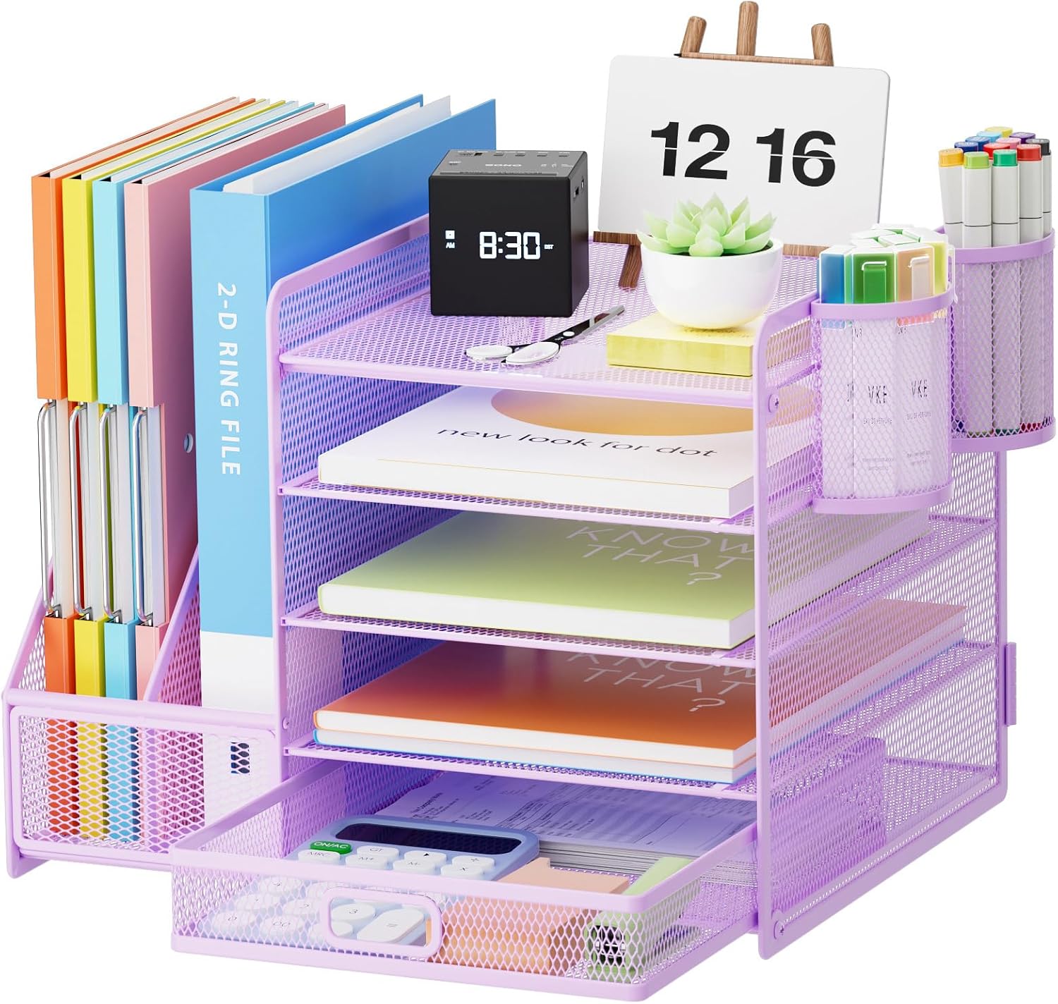 Marbrasse Desk Organizer with File Holder, 5-Tier Paper Letter Tray Organizer wi...