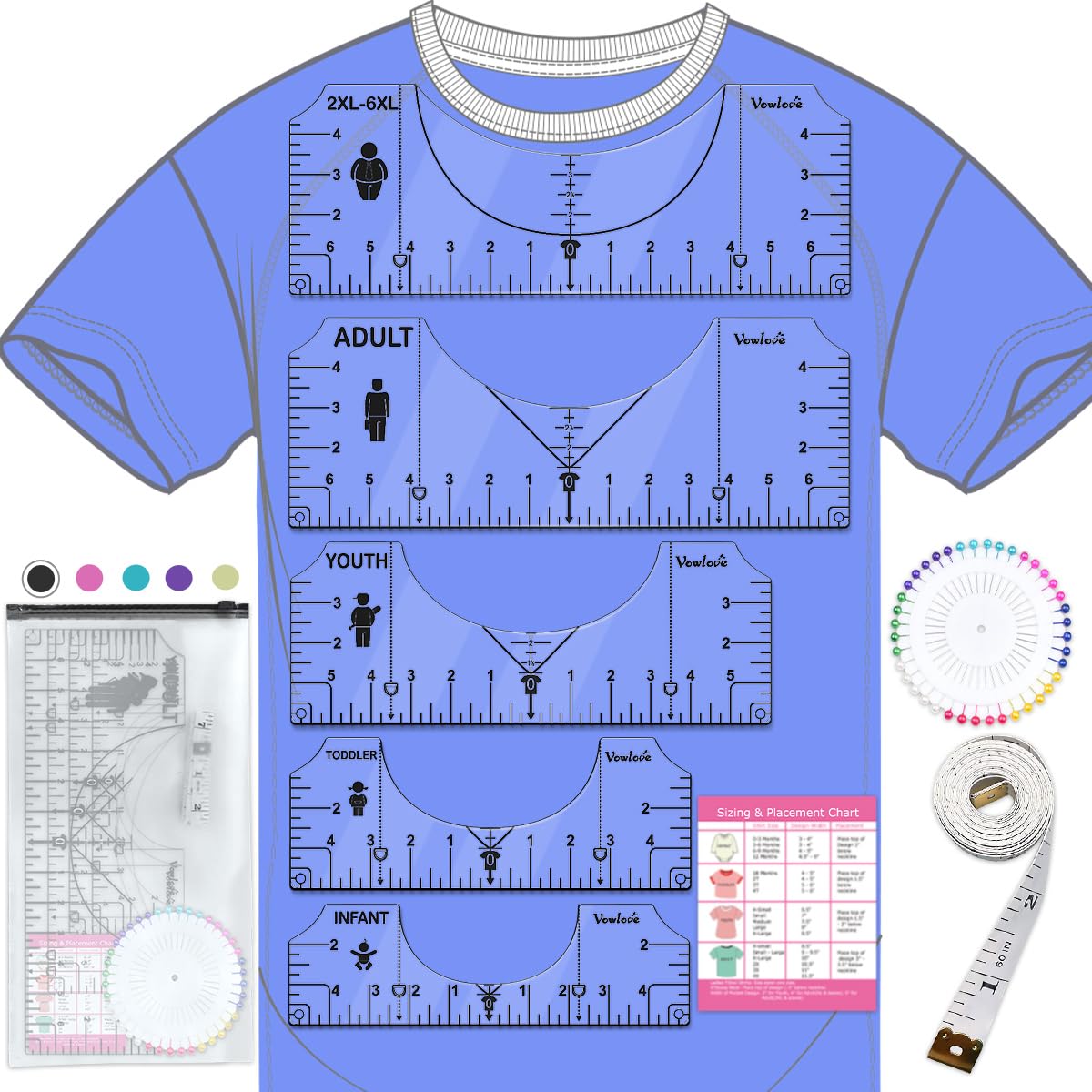Tshirt Ruler Guide Vinyl Alignment, Shirt Measurement Tool Placement Center Desg...