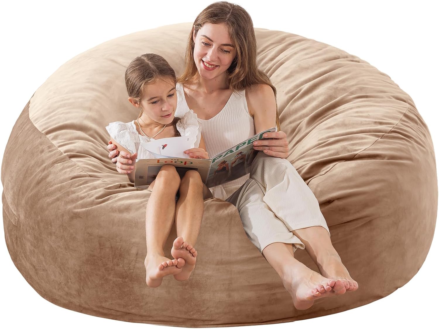 Large Bean Bag Chair for Adults/Kids with Filling, 4 ft Memory Foam Bean Bag Cha...