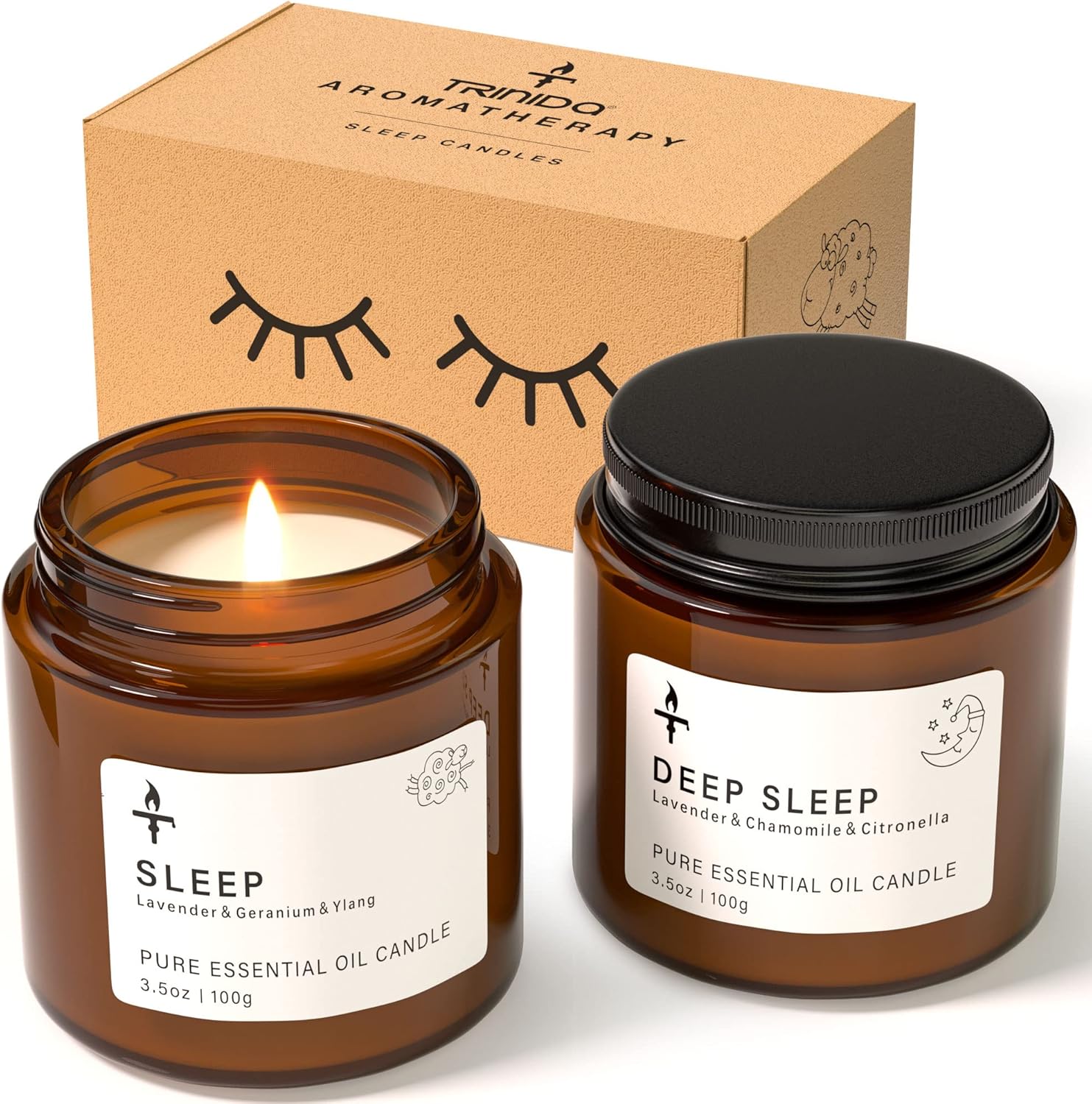 TRINIDa Sleep Candles Gifts for Women & Men – Lavender Scented Candles Gift Set...