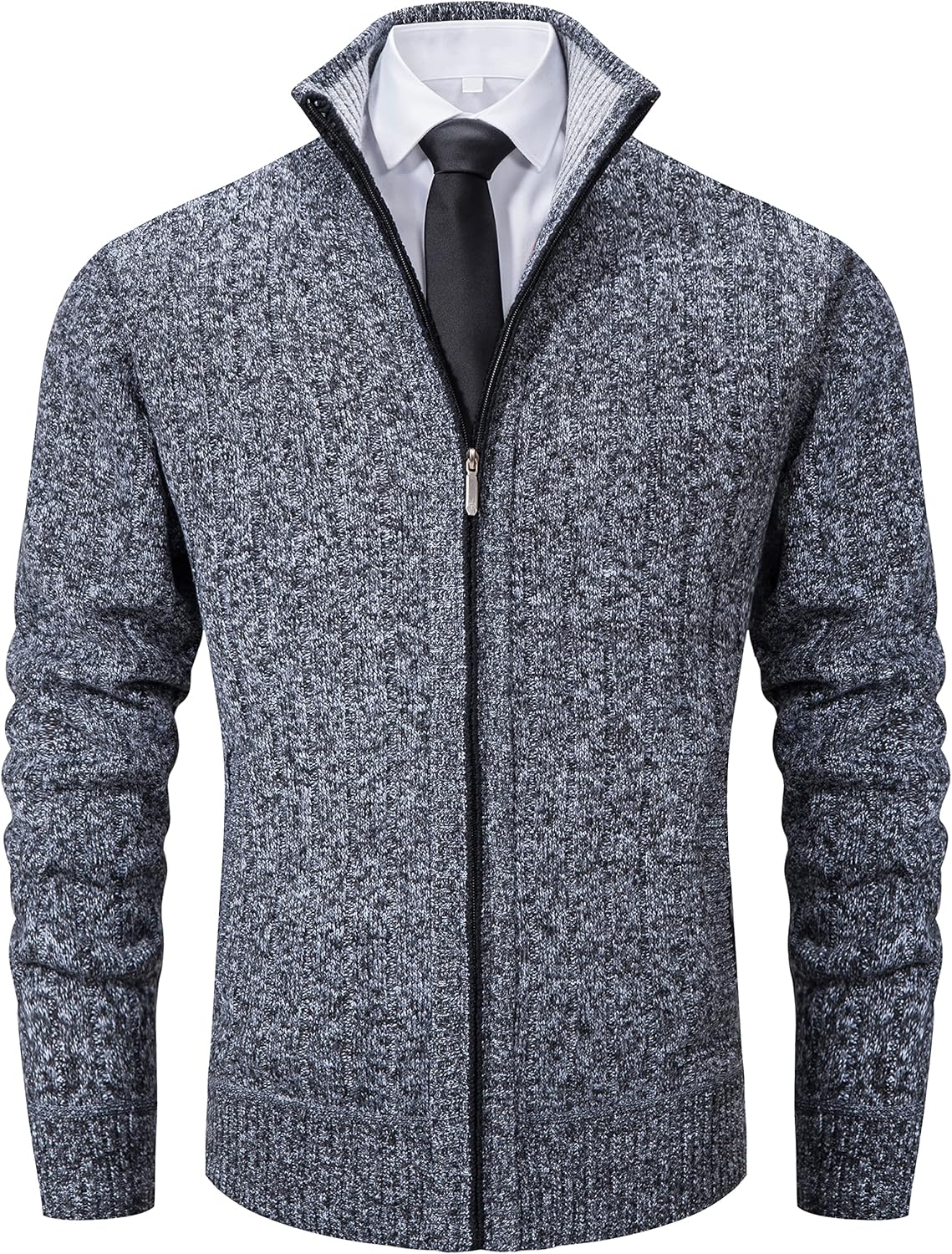 Vcansion Men's Slim Fit Full Zip Up Stand Collar Casual Knitted Sweaters Cardiga...