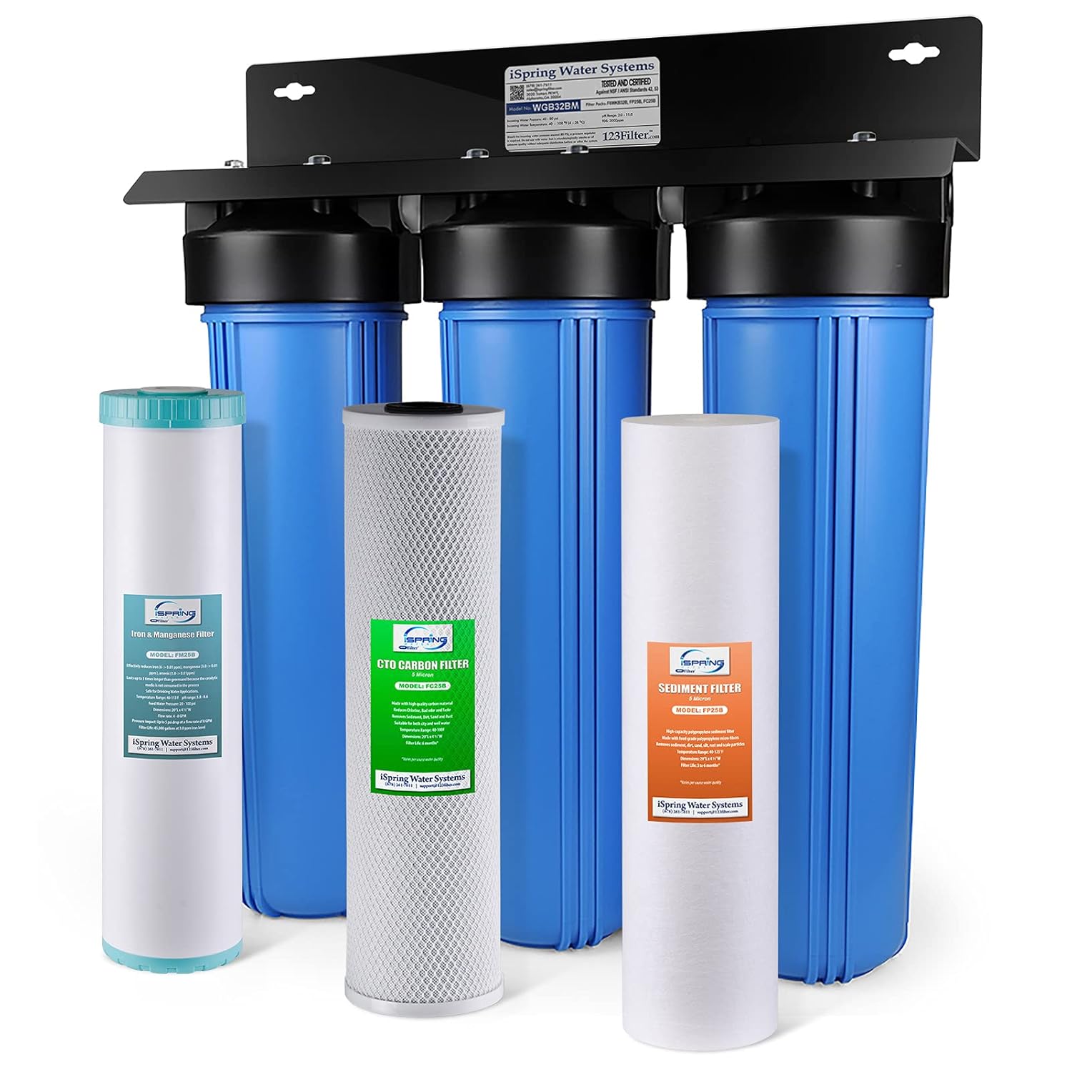 iSpring Whole House Water Filter System, Reduces I...