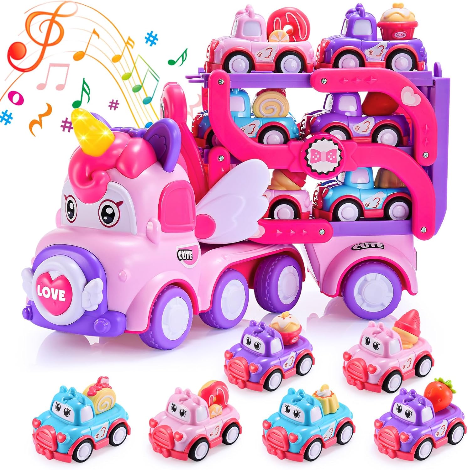 EUTOYZ Toys for 1 2 Year Old Girl, Unicorn Gifts for Girls Toddler Car Girl Toy...