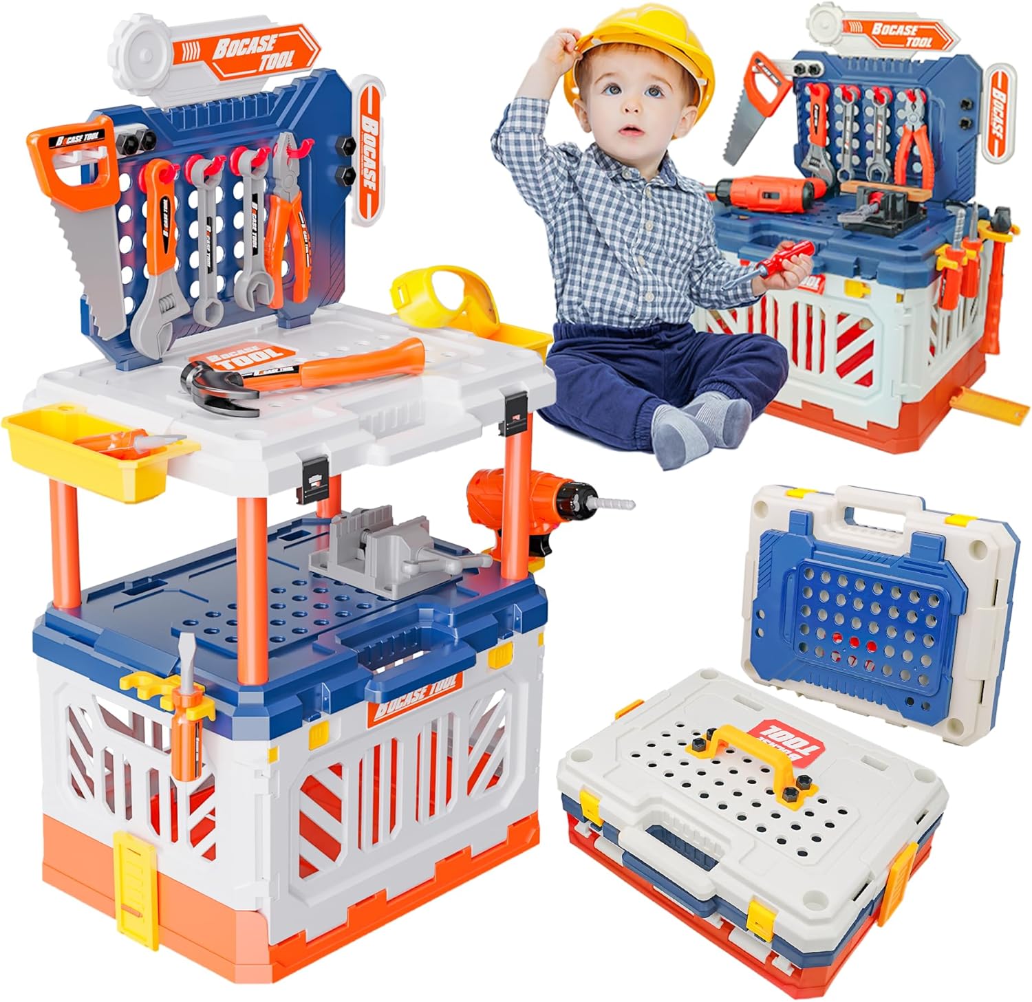 Toy Choi's Kids Tool Bench - 4 in 1 Kids Workbench with Electric Drill, Pretend...