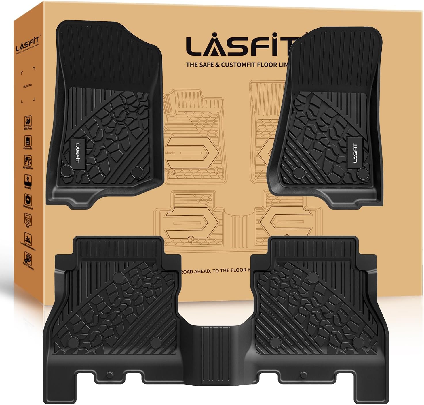 LASFIT Floor Mats for Jeep Wrangler JL 2018-2025 Unlimited 4 Door Only (Not Fit...