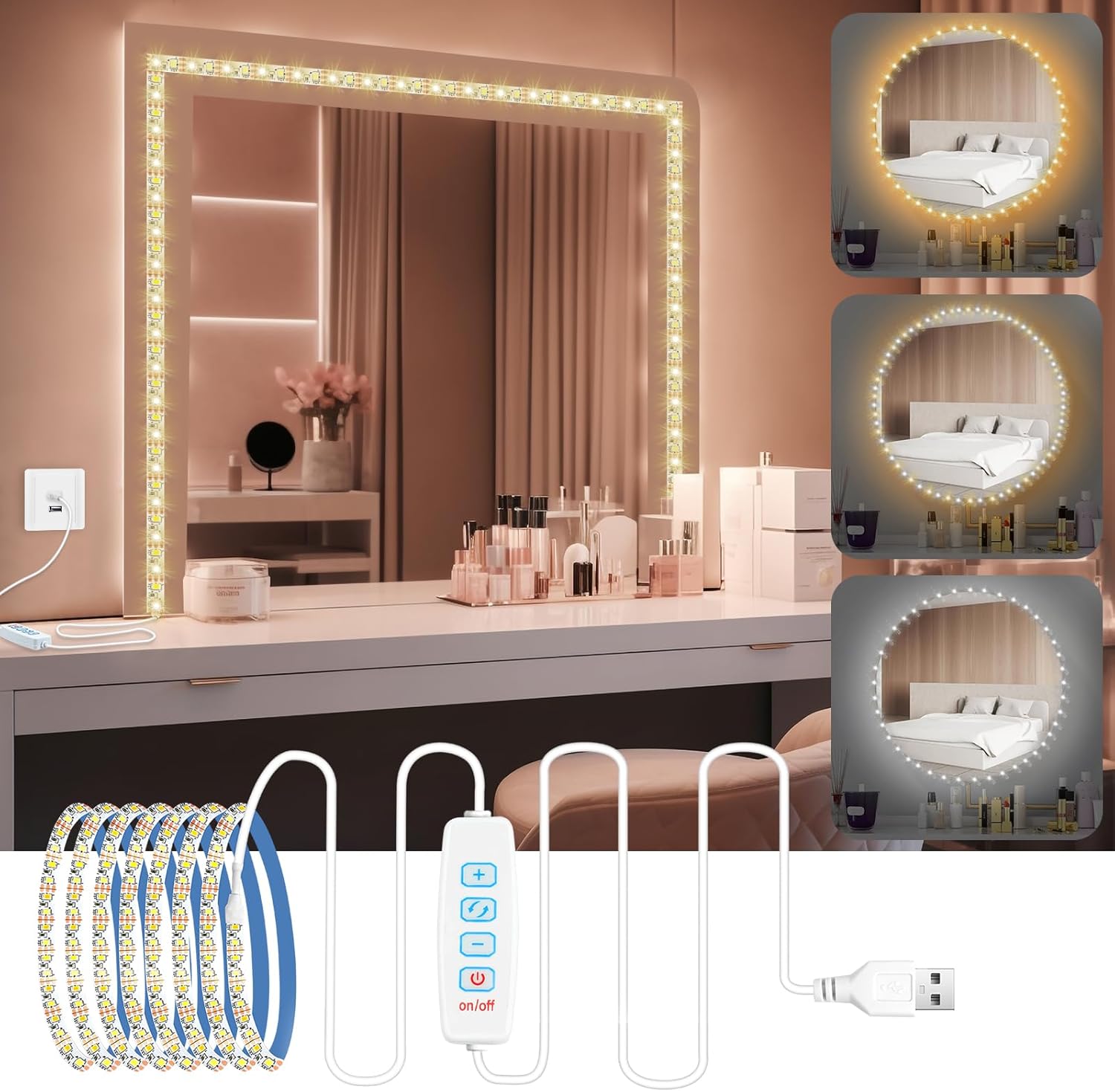 URAQT LED Mirror Light, Dimmable LED Mirror Lights, Dressing Table Light, Makeup...