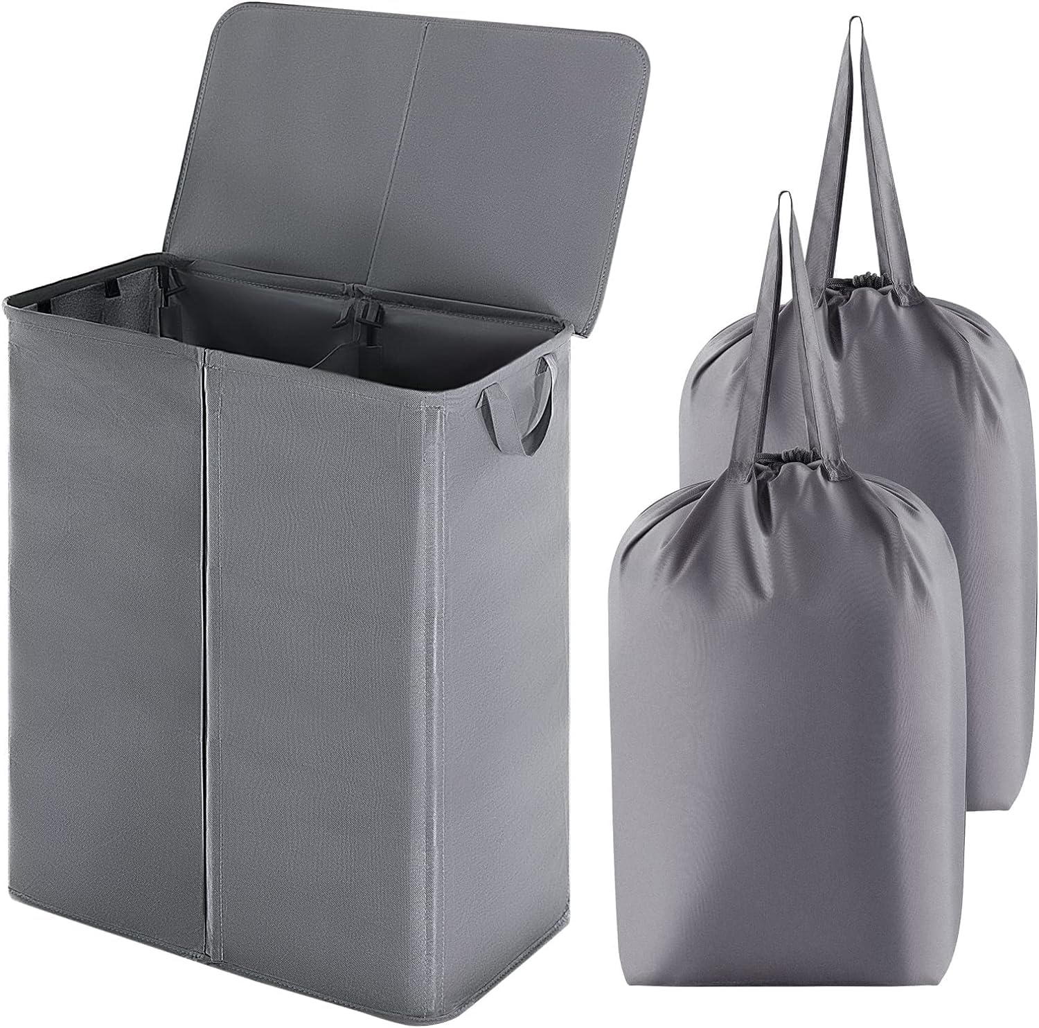 Lifewit 160L Double Laundry Basket with Lid and Removable Laundry Bags, Divided...